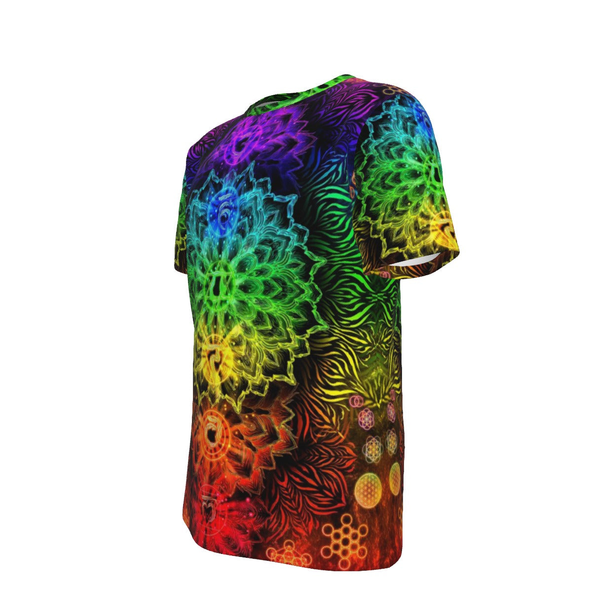 Sacred Chakra Mandala T - Shirt, Vibrant Rainbow Energy Healing T - Shirt, Spiritual Energy Symbol, Colorful Sacred Geometry T - Shirt, Mandala T - Shirt