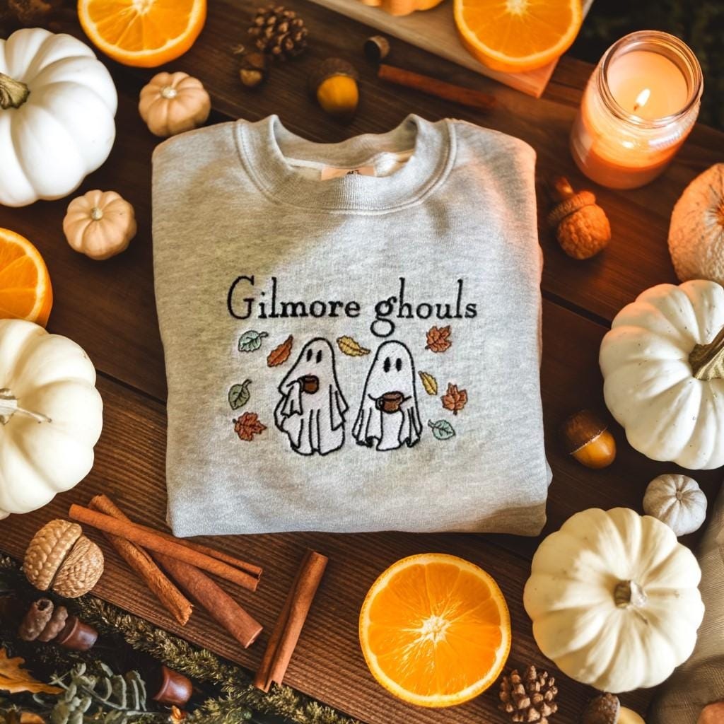 Gilmore Ghouls Embroidered Sweatshirt, Halloween Embroidered Sweatshirt, Halloween Embroidered Shirt, Fall Sweatshirt, Halloween Shirt, Gift For Her EBAC04