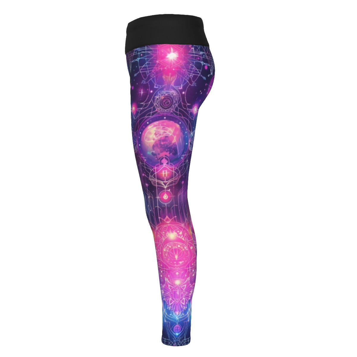 Cosmic Mysticism Leggings, Celestial Portal Energy Leggings, Astral Light Symbol Leggings, Vibrant Metaphysical Galaxy Leggings, Spiritual Geometry Leggings
