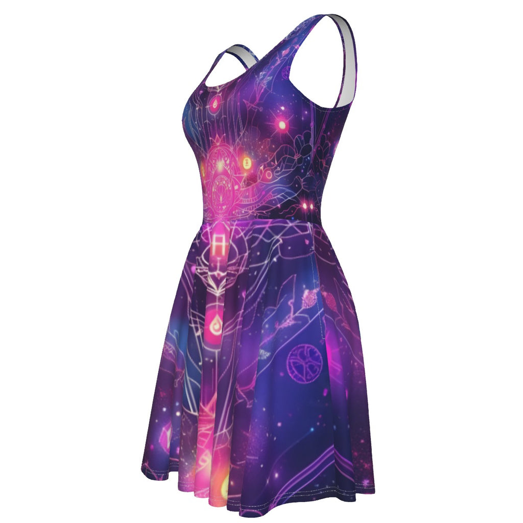 Cosmic Mysticism Women's Tank Vest Dress , Celestial Portal Energy Tank Dress, Astral Light Symbol Tank Dress, Vibrant Metaphysical Galaxy Tank Dress, Spiritual Geometry Tank Dress
