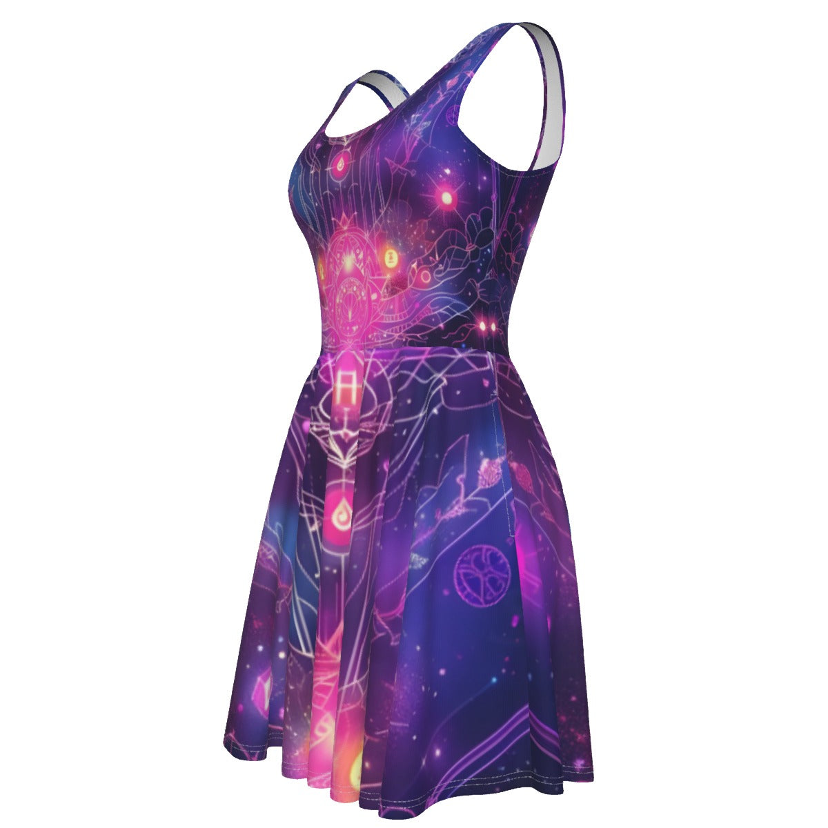 Cosmic Mysticism Women's Tank Vest Dress , Celestial Portal Energy Tank Dress, Astral Light Symbol Tank Dress, Vibrant Metaphysical Galaxy Tank Dress, Spiritual Geometry Tank Dress