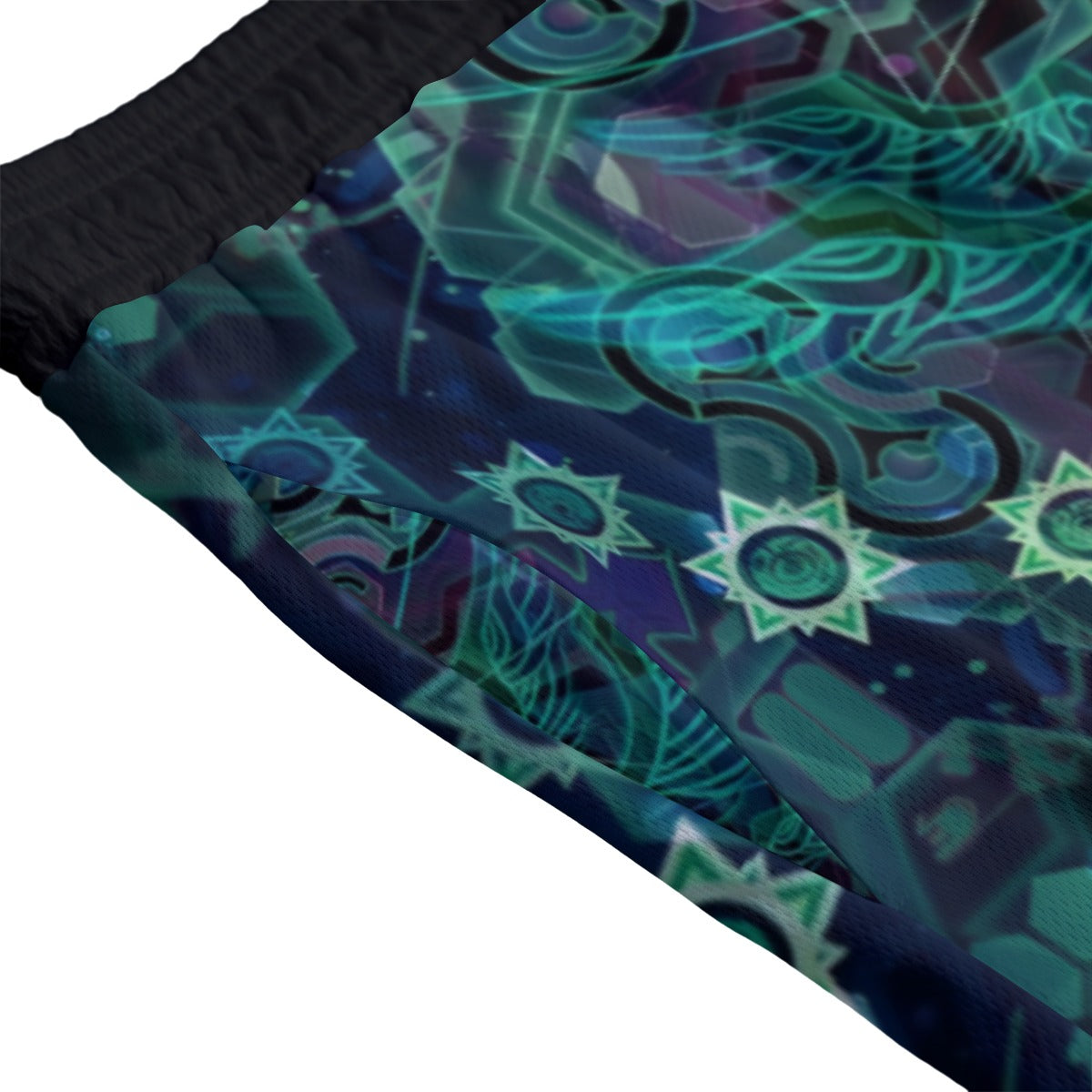 Yantric Geometry Men's Shorts, Sacred Mandala Energy Shorts, Mystic Geometric Light Shorts, Vibrant Spiritual Pattern Shorts, Celestial Yantra Shorts