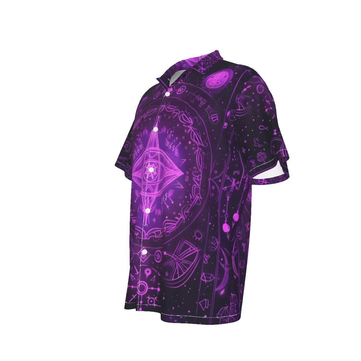 Mystical Fantasy Hawaiian, Arcane Magic Symbol Hawaiian, Witchcore Celestial Light Hawaiian, Vibrant Occult Energy Hawaiian, Esoteric Purple Spell Hawaiian