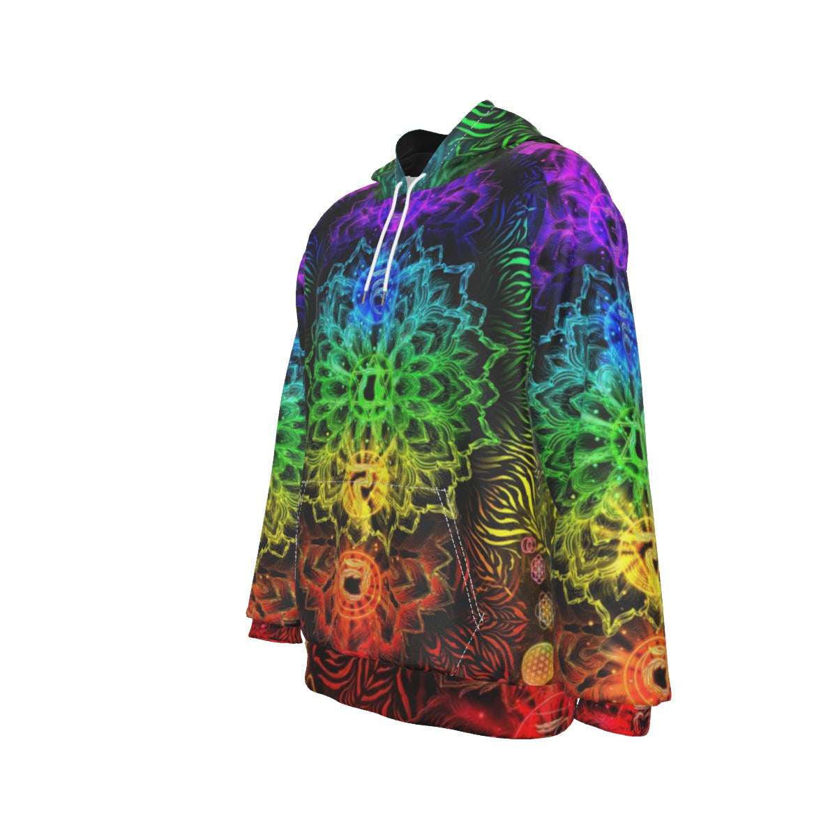 Sacred Chakra Mandala Hoodie, Vibrant Rainbow Energy Healing Hoodie, Spiritual Energy Symbol, Colorful Sacred Geometry Hoodie, Mandala Hoodie