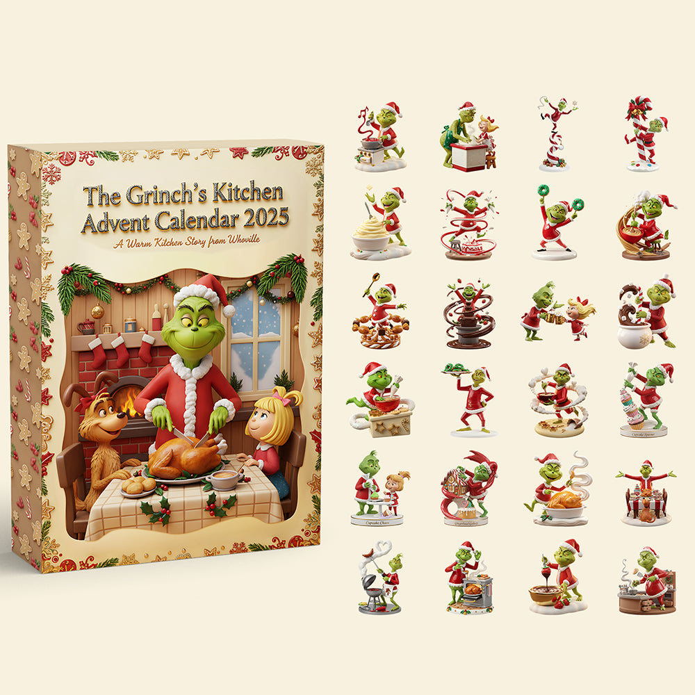 Grinch Kitchen Advent Calendar 2025, Christmas Baking Countdown Box, Cute Holiday Cookie Figures, Xmas Gift Set for Kids