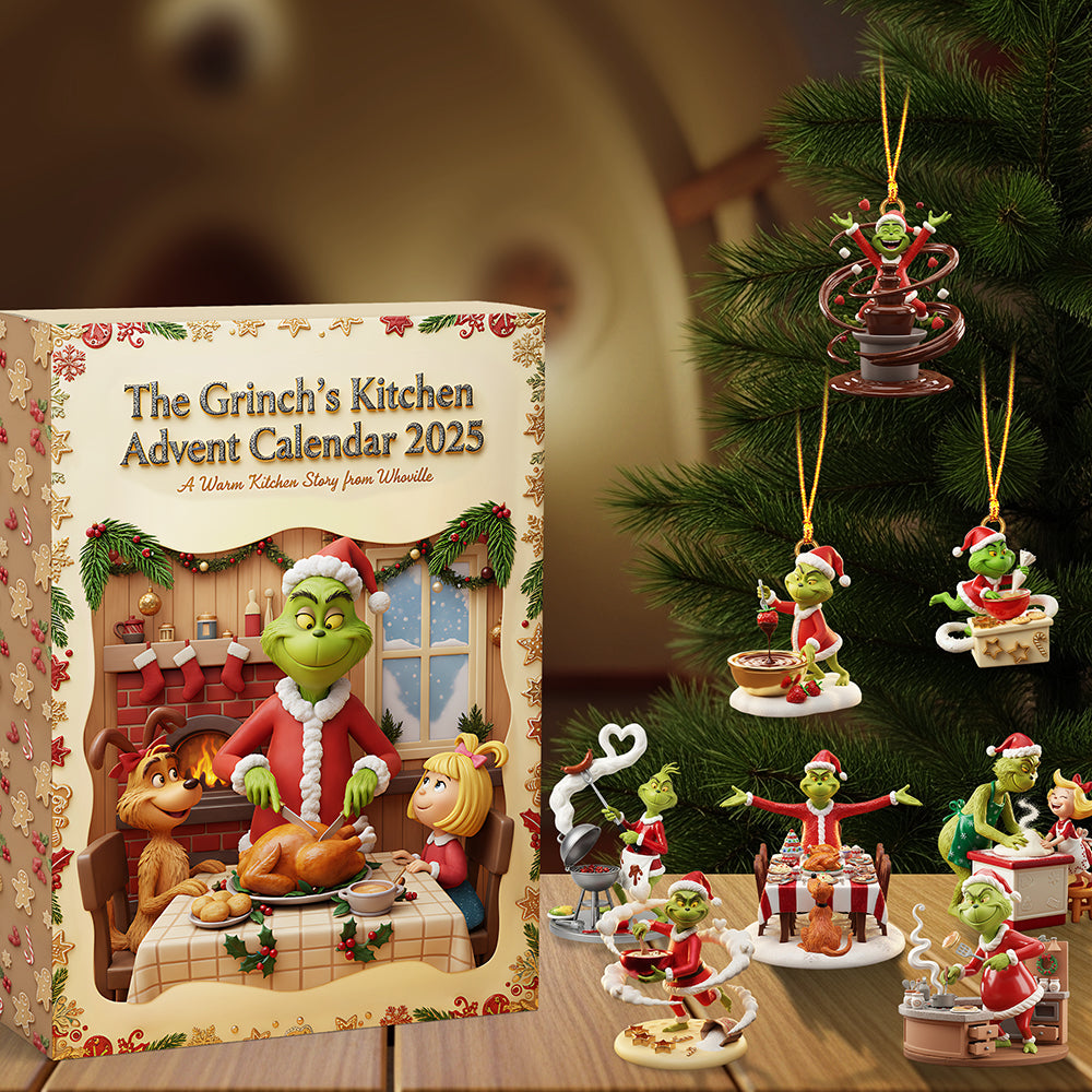 Grinch Kitchen Advent Calendar 2025, Christmas Baking Countdown Box, Cute Holiday Cookie Figures, Xmas Gift Set for Kids