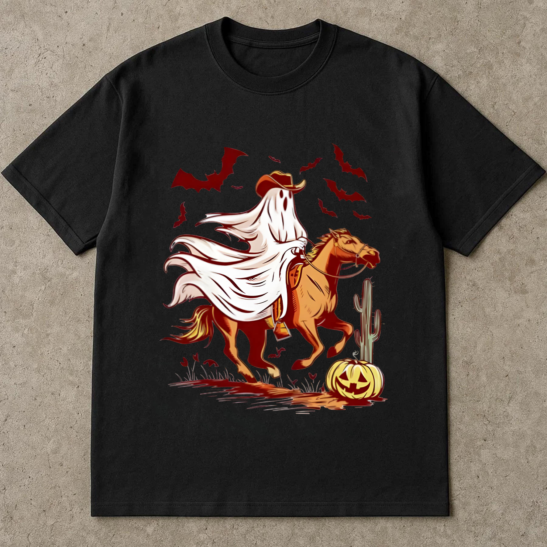 Ghost Cowboy Halloween Shirt, Western Ghost Riding Horse Tee, Spooky Cute Fall Graphic Shirt, Funny Halloween T-Shirt Unisex