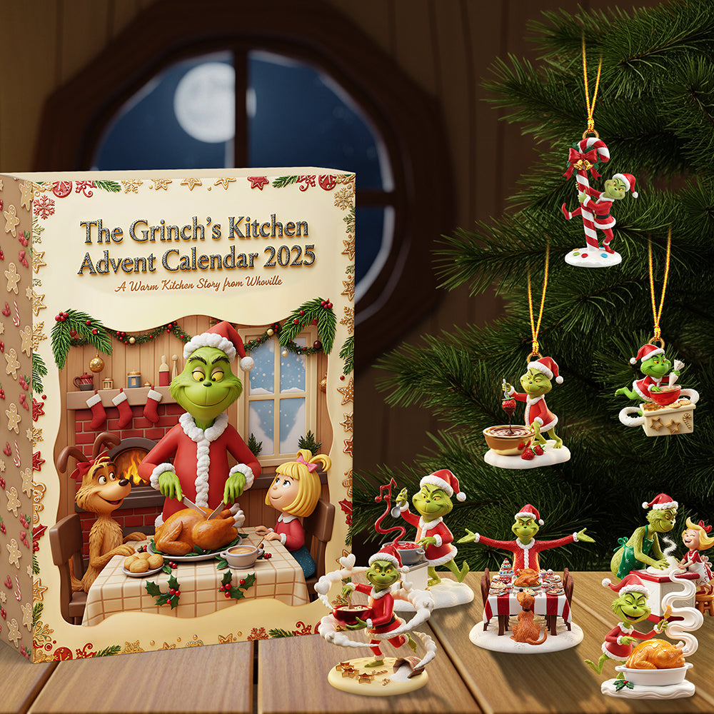 Grinch Kitchen Advent Calendar 2025, Christmas Baking Countdown Box, Cute Holiday Cookie Figures, Xmas Gift Set for Kids