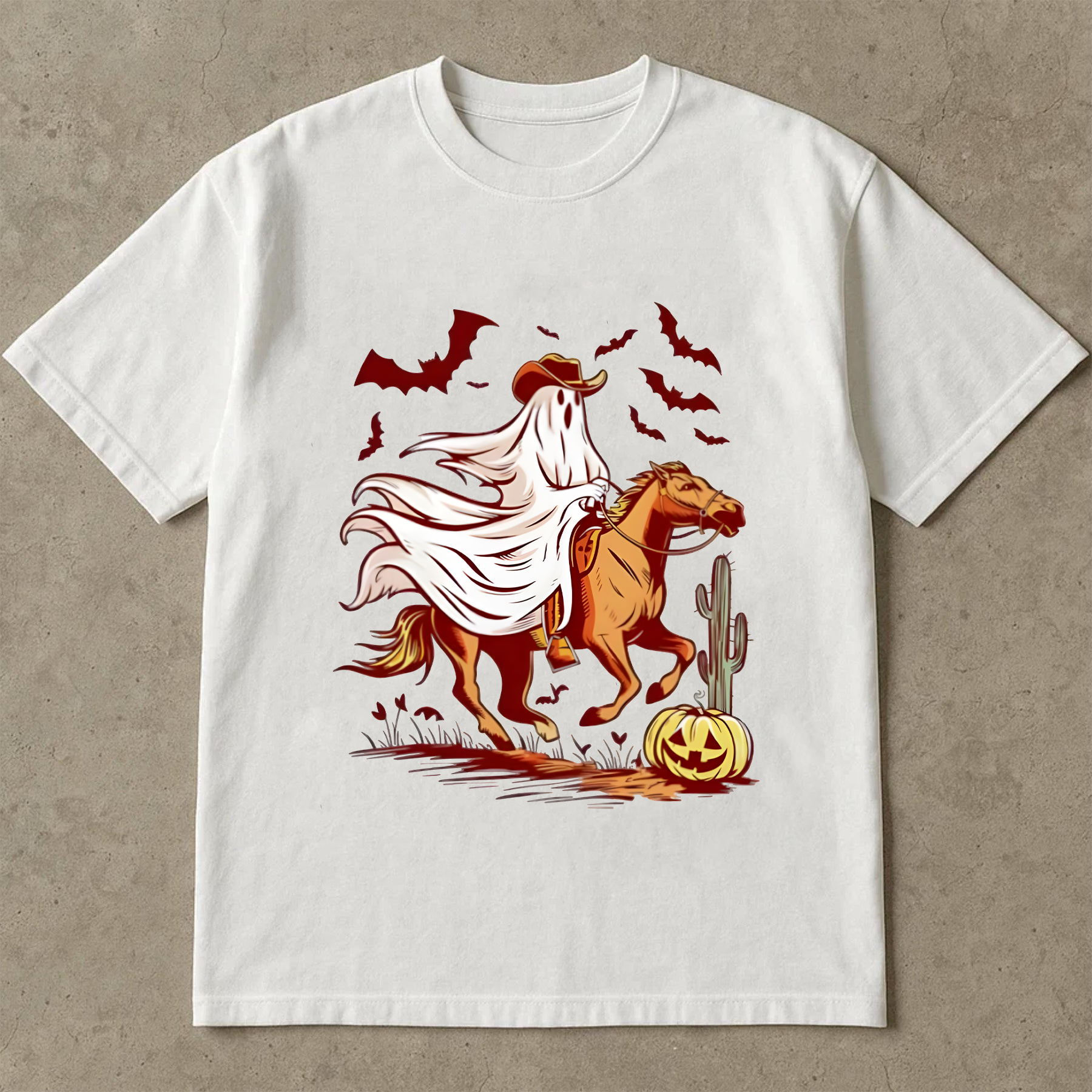 Ghost Cowboy Halloween Shirt, Western Ghost Riding Horse Tee, Spooky Cute Fall Graphic Shirt, Funny Halloween T-Shirt Unisex