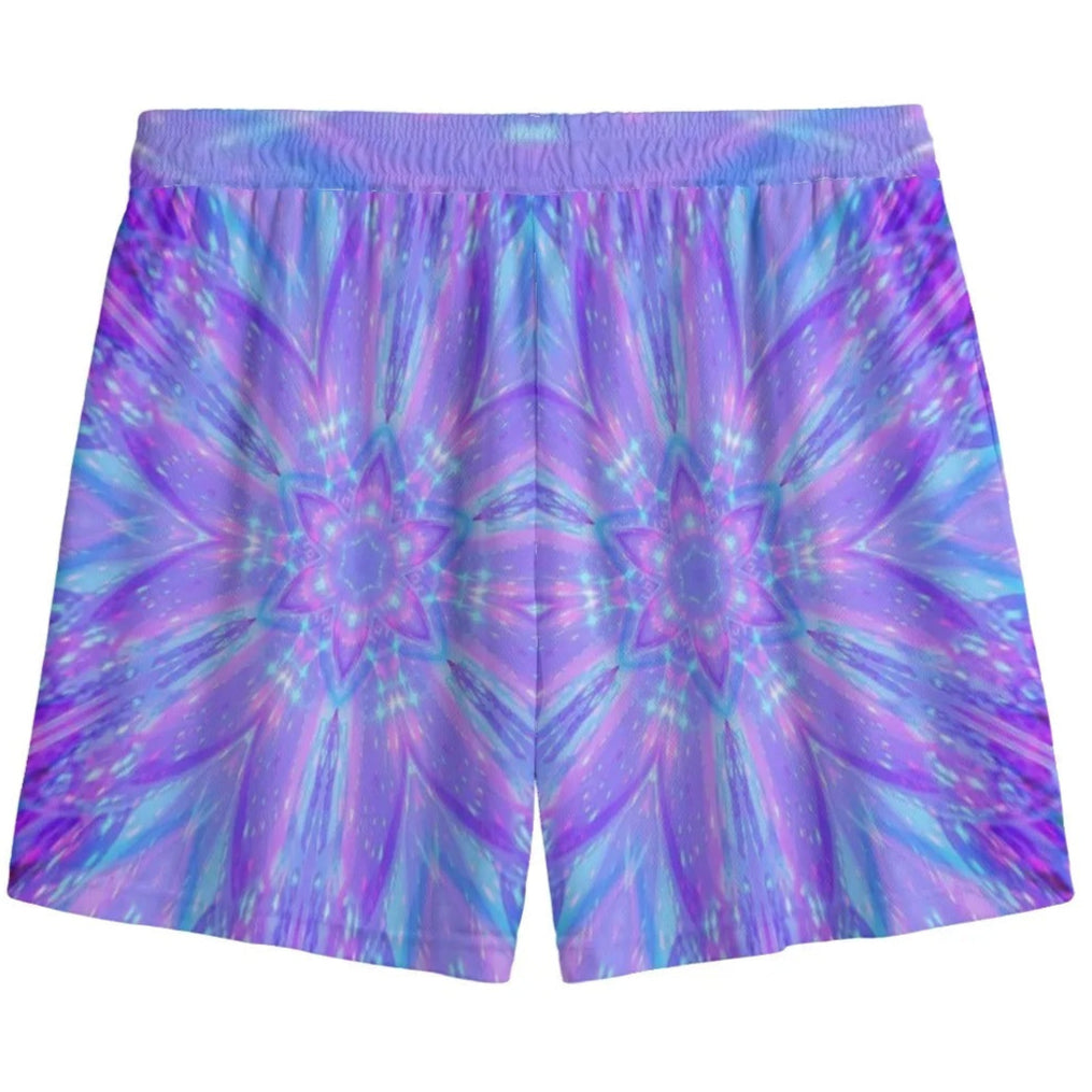 Kaleio Galaxy Men’s Shorts, Trippy Psychedelic Space Shorts, Holographic Mandala Streetwear, Festival Rave Summer Outfit