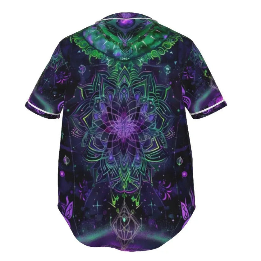 Mystic Aesthetic Baseball Shirt, Sacred Geometry Jersey, Psychedelic Festival Wear, Spiritual Streetwear, Boho Mystic Clothing, Cosmic Art Shirt