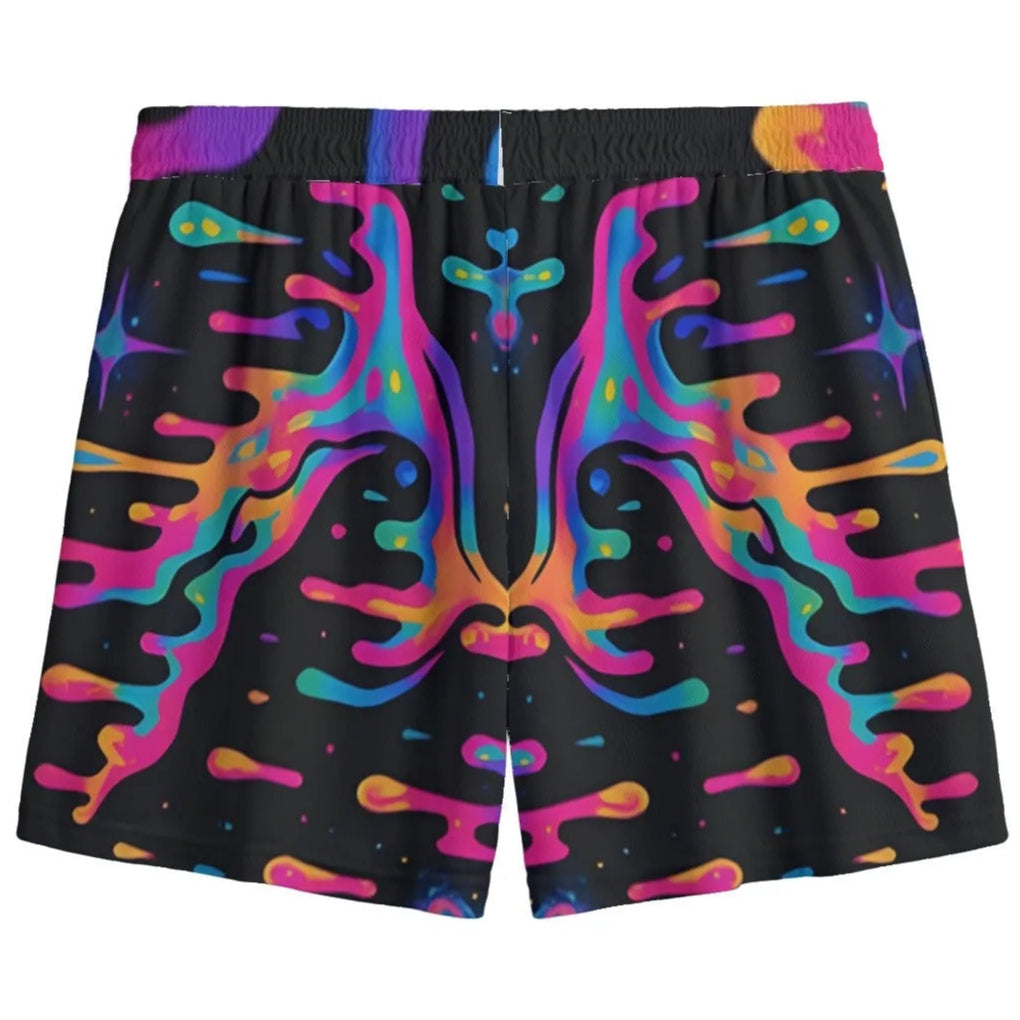 Psychedelic Halloween Mushrooms Shorts, Neon Trippy Mushroom Activewear, Halloween Horror Bottoms, Spooky Gym Shorts