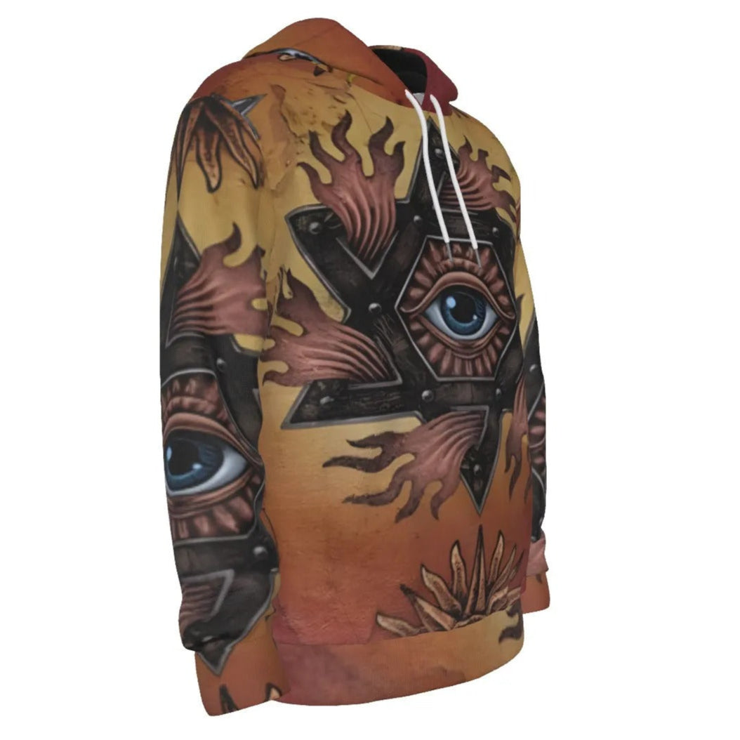 Mystic Eye Mandala Hoodie, Sacred Geometry Pullover Sweatshirt, Esoteric Visionary Art Streetwear, Spiritual Psychedelic Hoodie for Men & Women