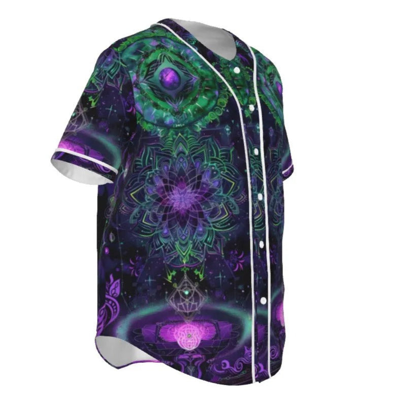 Mystic Aesthetic Baseball Shirt, Sacred Geometry Jersey, Psychedelic Festival Wear, Spiritual Streetwear, Boho Mystic Clothing, Cosmic Art Shirt