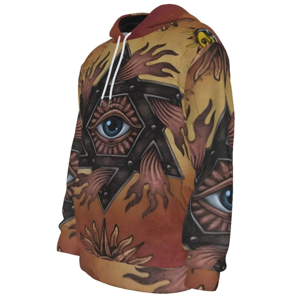 Mystic Eye Mandala Hoodie, Sacred Geometry Pullover Sweatshirt, Esoteric Visionary Art Streetwear, Spiritual Psychedelic Hoodie for Men & Women