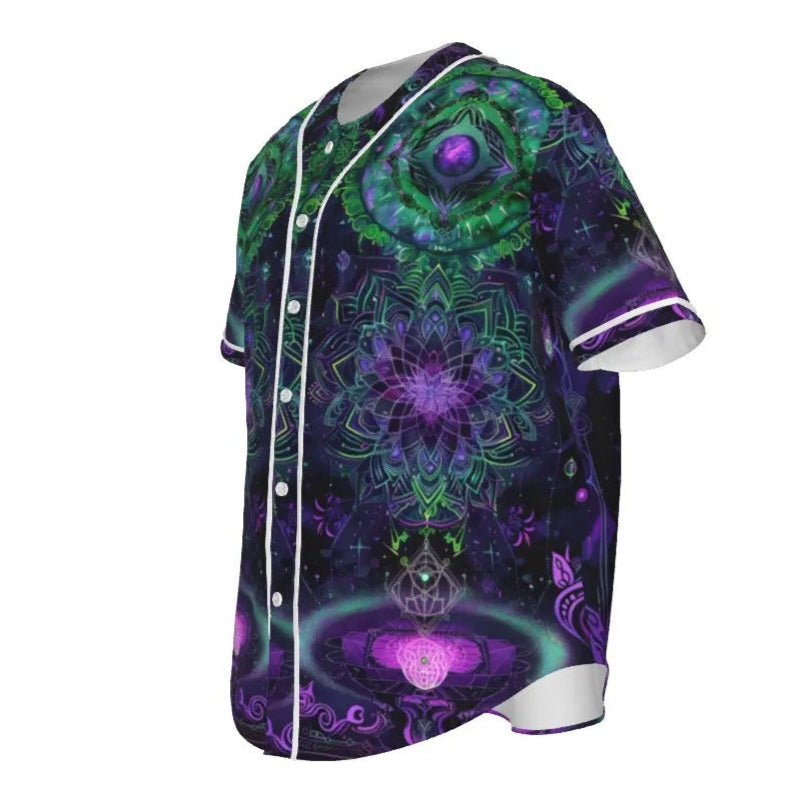 Mystic Aesthetic Baseball Shirt, Sacred Geometry Jersey, Psychedelic Festival Wear, Spiritual Streetwear, Boho Mystic Clothing, Cosmic Art Shirt