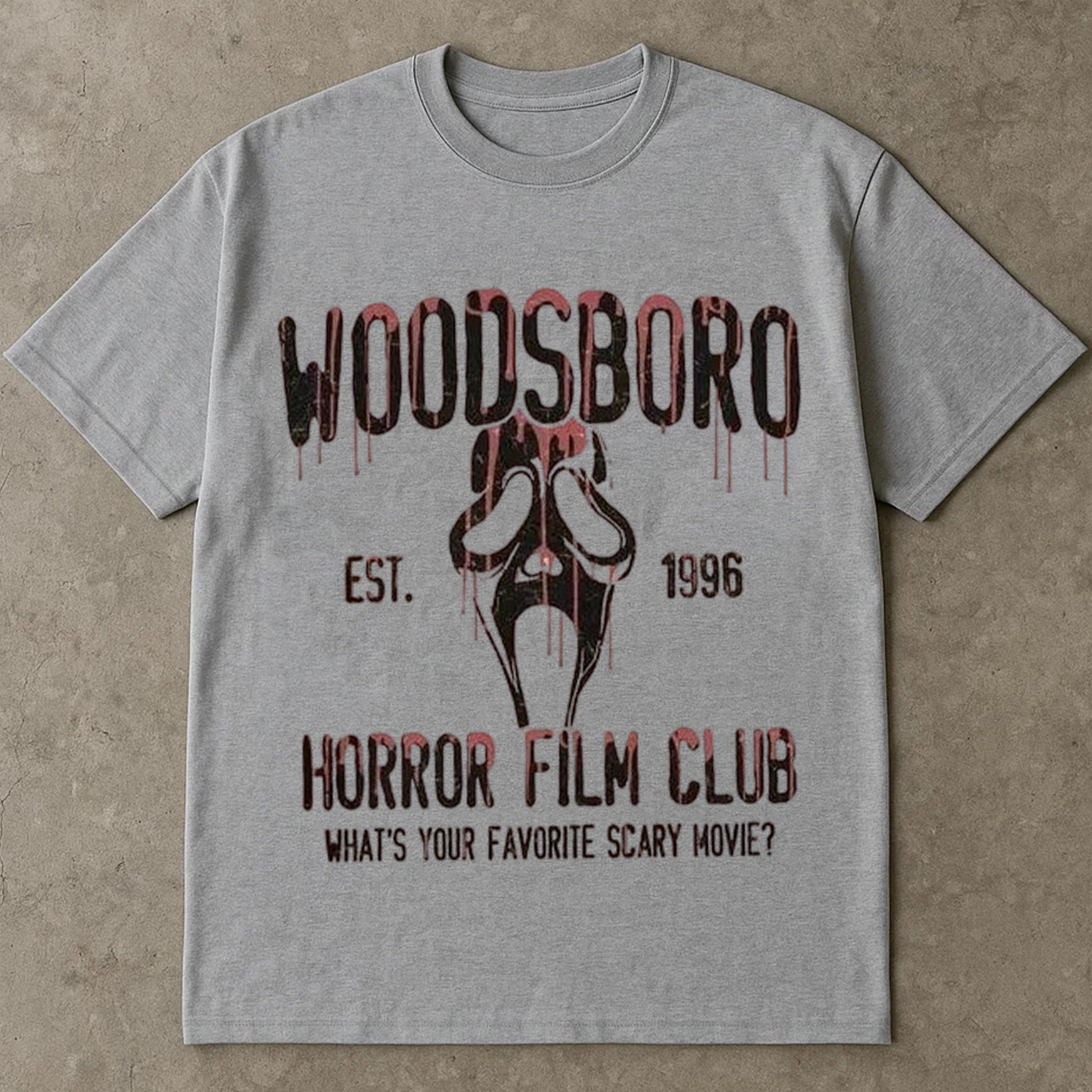 Woodsboro Horror Film Club T Shirt, Scream Ghostface Halloween Tee Shirt, Vintage Scary Movie Quote Tee, 90s Horror Fan Graphic Top, Halloween T Shirts For Adults