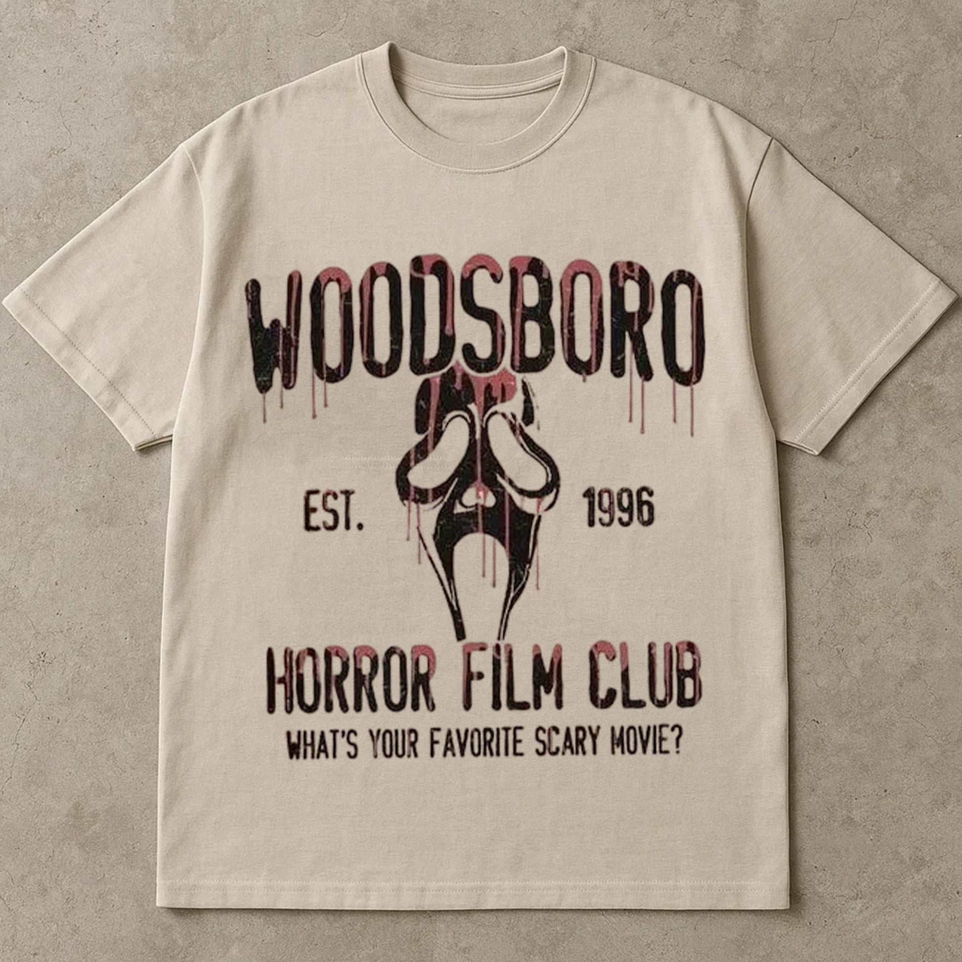 Woodsboro Horror Film Club T Shirt, Scream Ghostface Halloween Tee Shirt, Vintage Scary Movie Quote Tee, 90s Horror Fan Graphic Top, Halloween T Shirts For Adults