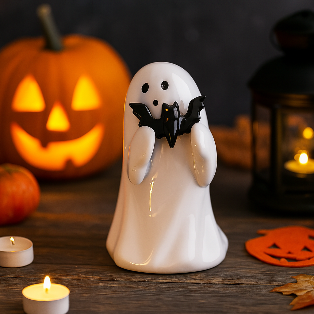 Funny Halloween Ghost Statue, Middle Finger Ghost Decoration, Cute Spooky Halloween Decor, Indoor Halloween Fireplace Ornament, Halloween Home Decoration