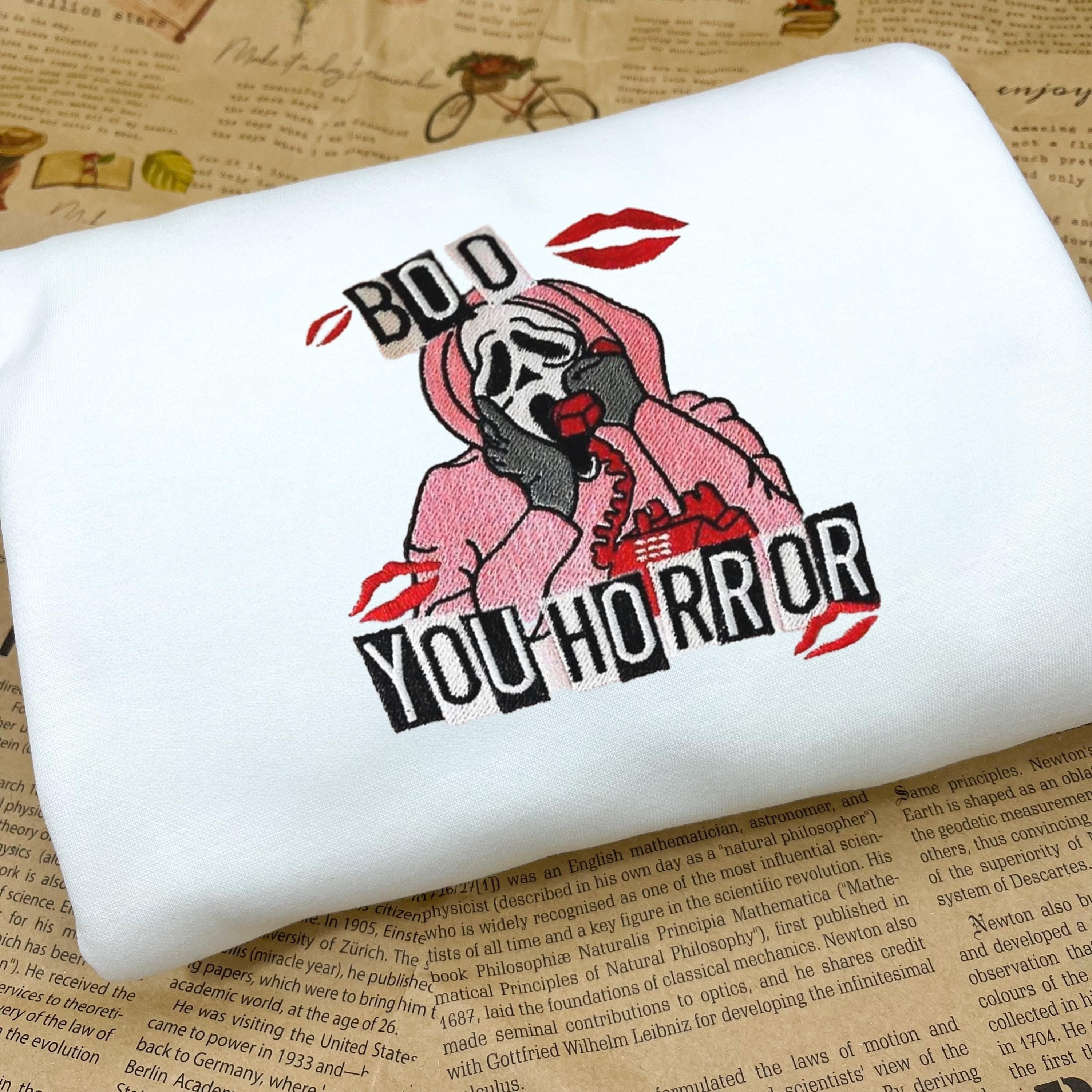 Boo You Horror Halloween Embroidered Crewneck Sweatshirt, Funny Halloween Embroidered, Halloween 2025 Shirts, Halloween Gifts For Her EBAC36