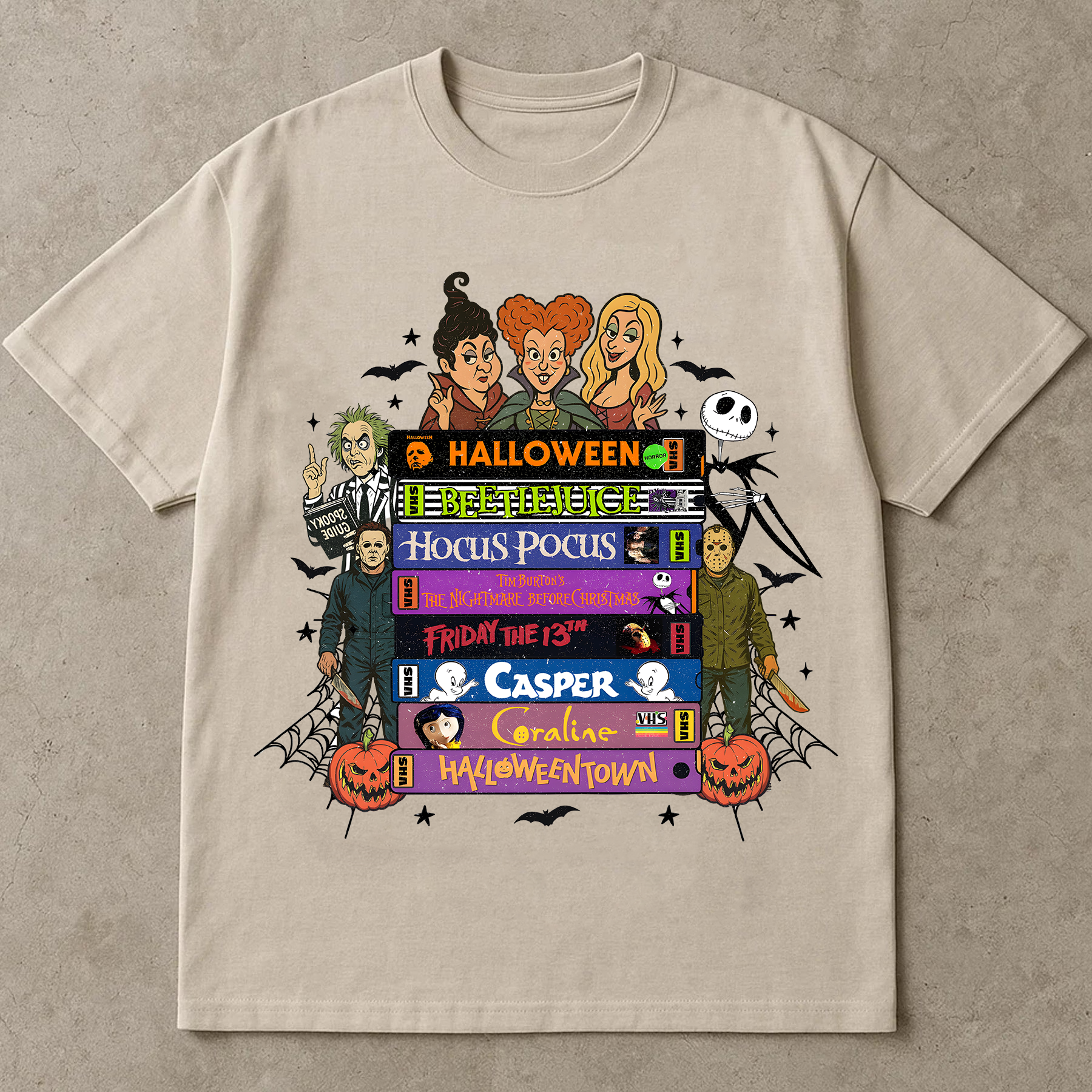 Halloween Movie T-Shirt, Hocus Pocus, Beetlejuice, Casper, Coraline, Halloween Town Shirt