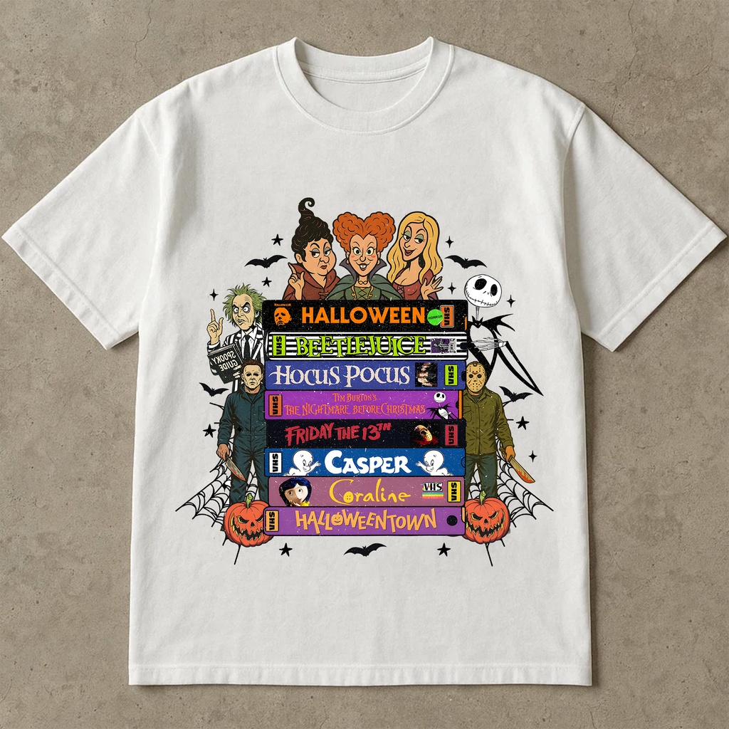 Halloween Movie T-Shirt, Hocus Pocus, Beetlejuice, Casper, Coraline, Halloween Town Shirt