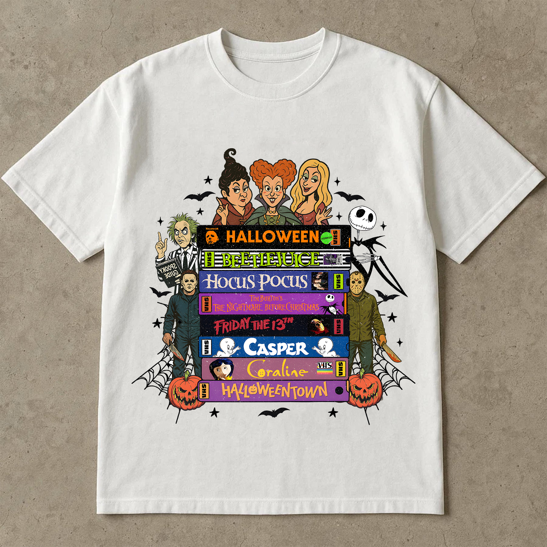 Halloween Movie T-Shirt, Hocus Pocus, Beetlejuice, Casper, Coraline, Halloween Town Shirt