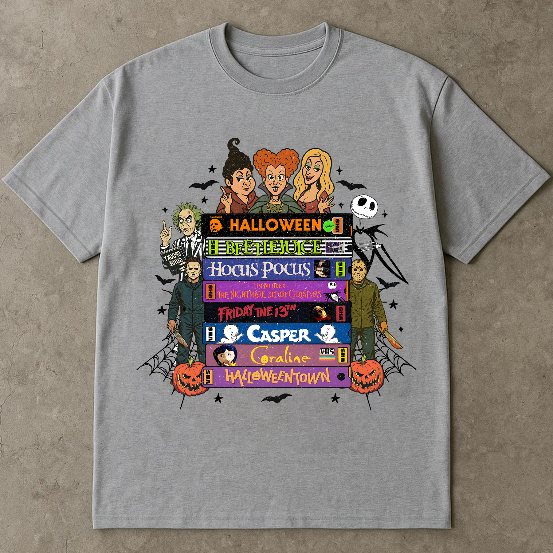 Halloween Movie T-Shirt, Hocus Pocus, Beetlejuice, Casper, Coraline, Halloween Town Shirt