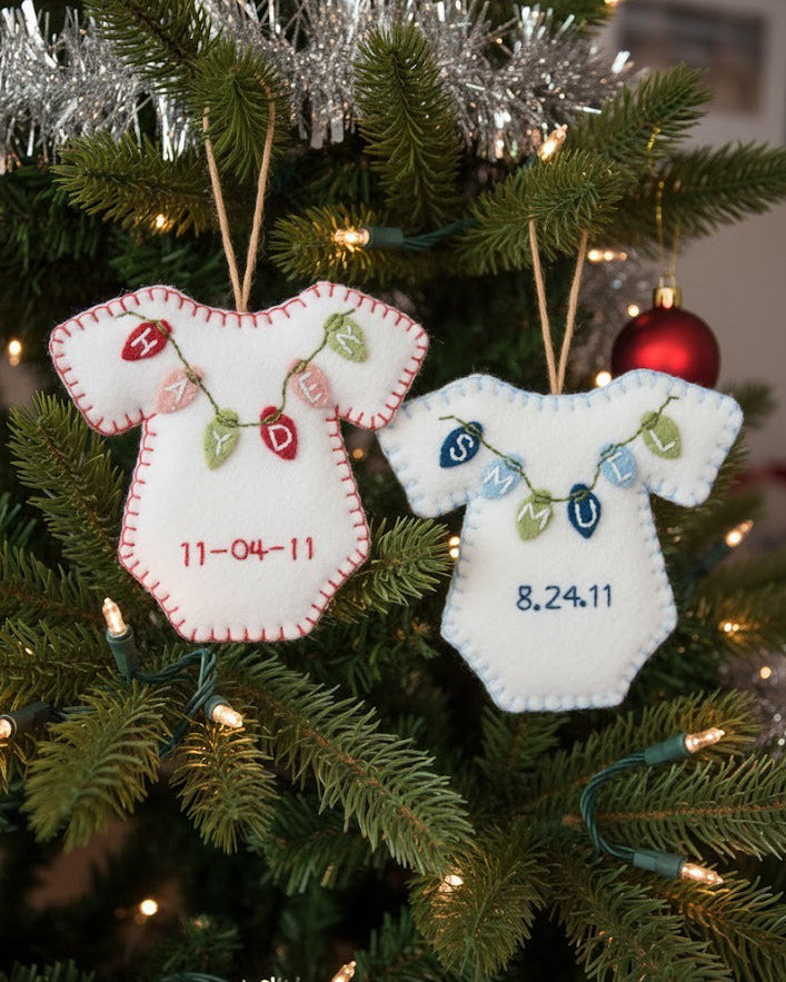 Personalized Baby Onesie Ornament, Newborn Ornament, Custom Name Keepsake, Handmade Ornament, Animal Keepsake Gift