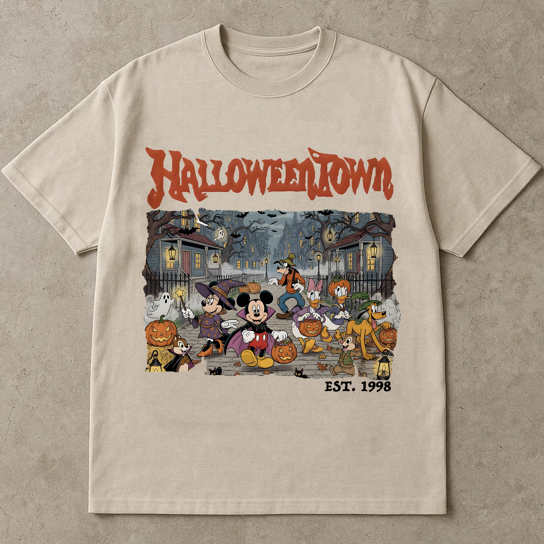 Vintage Halloween Town T-Shirt, Cartoon Characters Halloween Tee, Retro Spooky Mickey Mouse Shirt, Est. 1998
