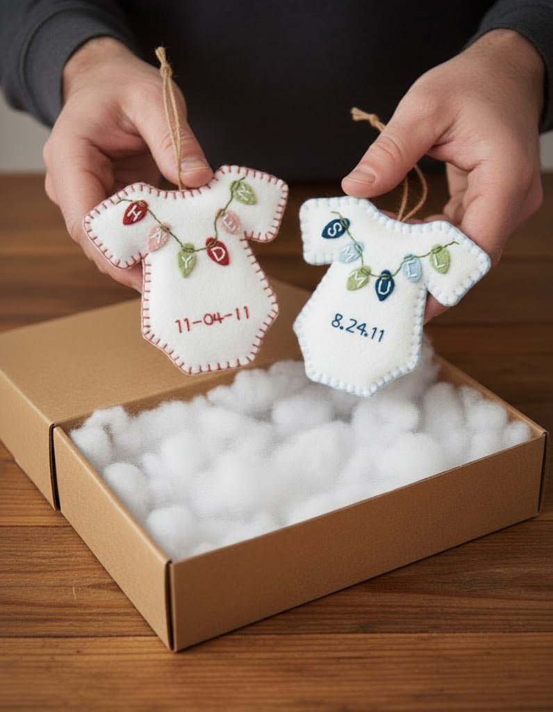 Personalized Baby Onesie Ornament, Newborn Ornament, Custom Name Keepsake, Handmade Ornament, Animal Keepsake Gift