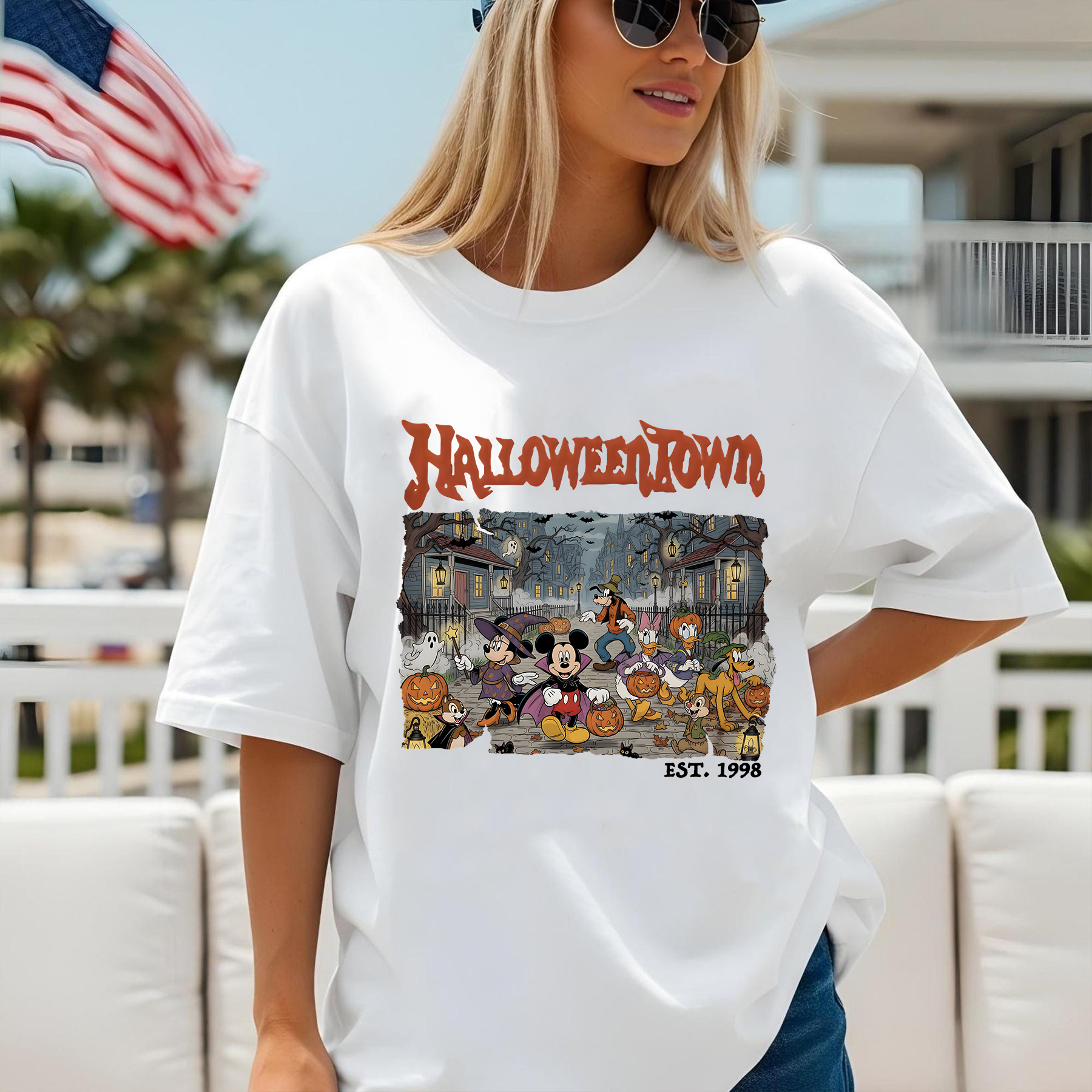Vintage Halloween Town T-Shirt, Cartoon Characters Halloween Tee, Retro Spooky Mickey Mouse Shirt, Est. 1998