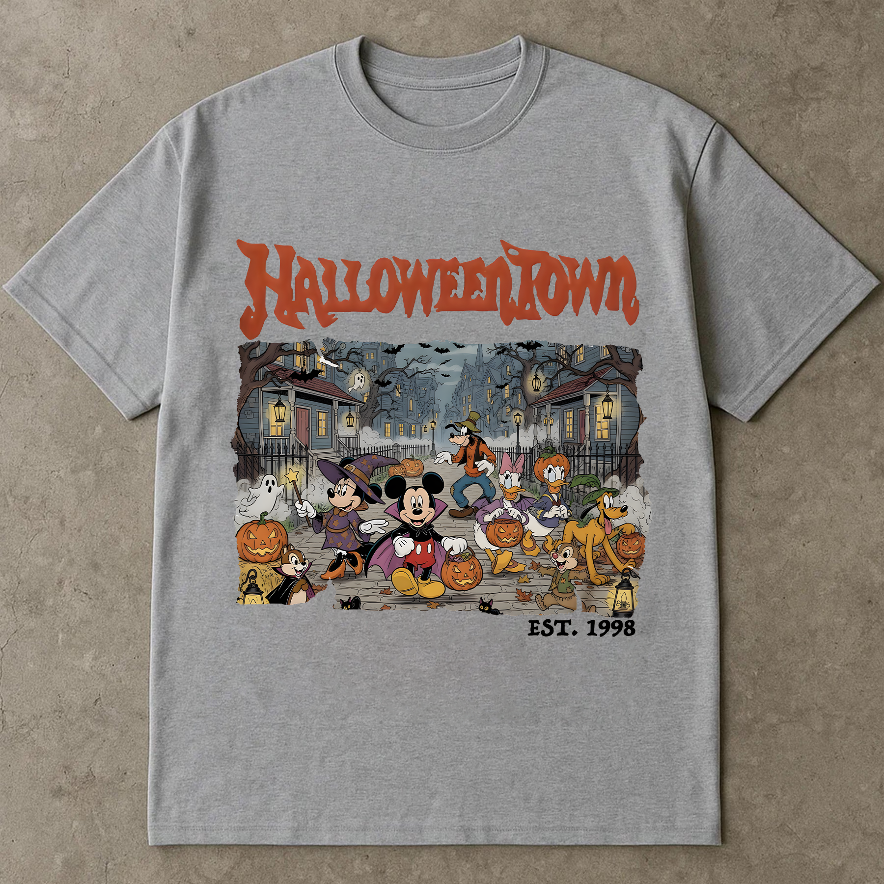 Vintage Halloween Town T-Shirt, Cartoon Characters Halloween Tee, Retro Spooky Mickey Mouse Shirt, Est. 1998