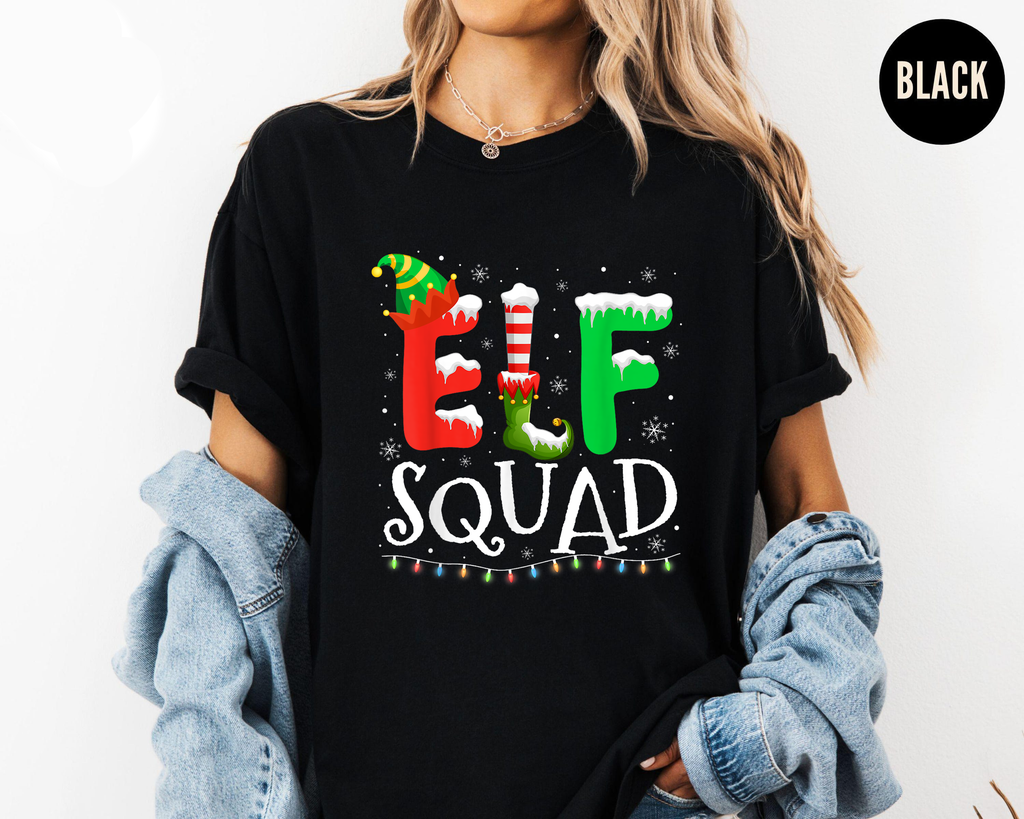 Elf Squad Christmas Shirt, Matching Family Holiday Tee, Cute Elf Costume Top, Festive Party Outfit, Santa Helper Christmas Gift