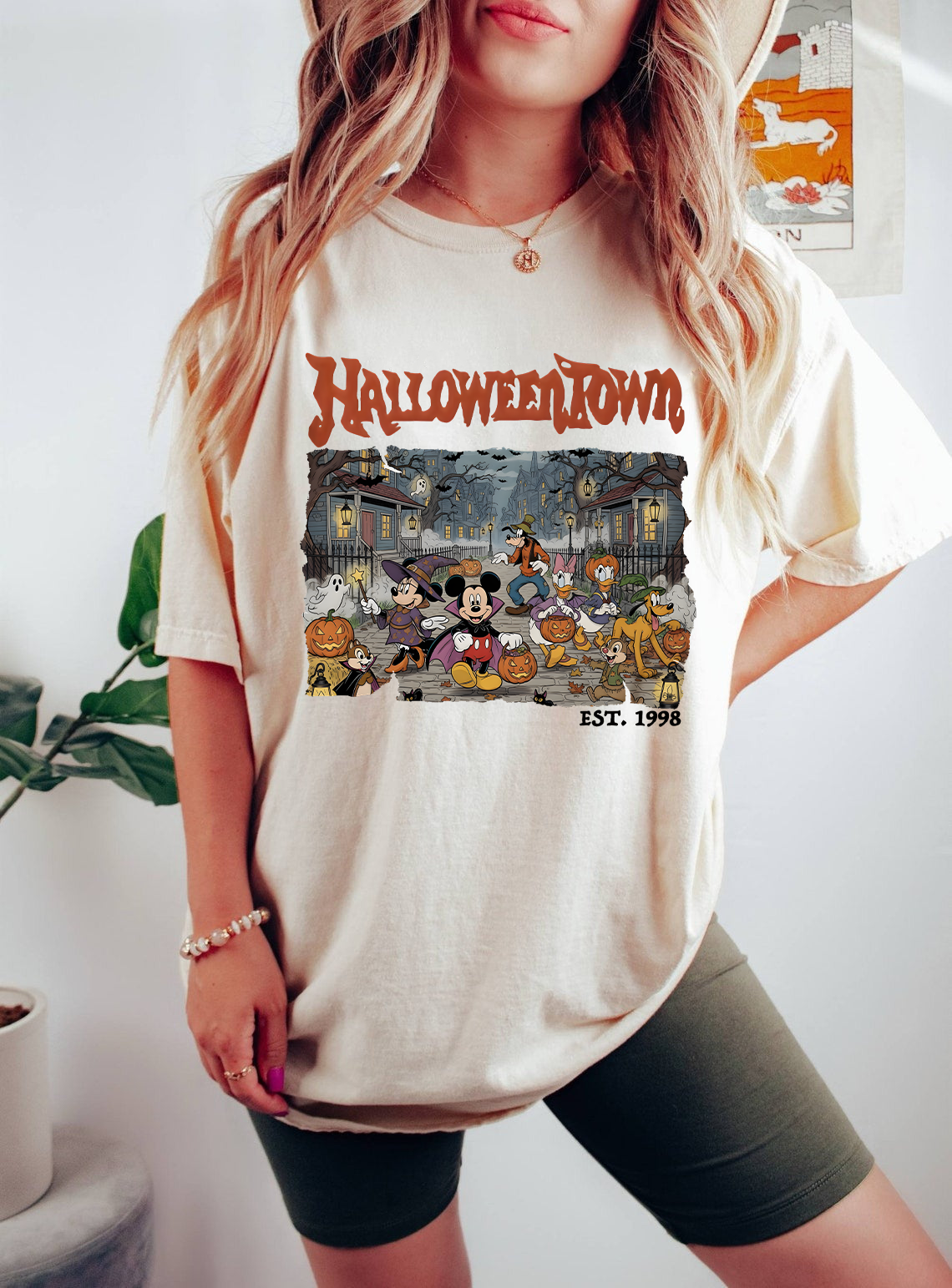 Vintage Halloween Town T-Shirt, Cartoon Characters Halloween Tee, Retro Spooky Mickey Mouse Shirt, Est. 1998