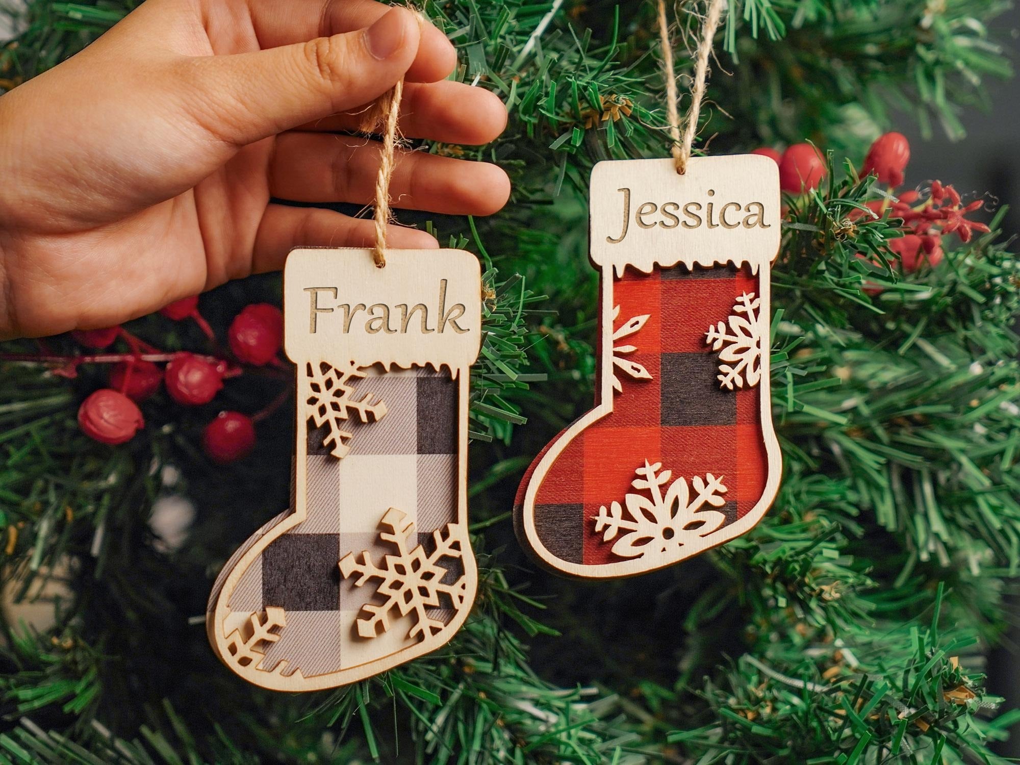 Personalized Family Christmas Tree Ornament, Family Name Ornament, Custom Wooden Family Christmas Ornament, Christmas Decor, Holiday Ornament