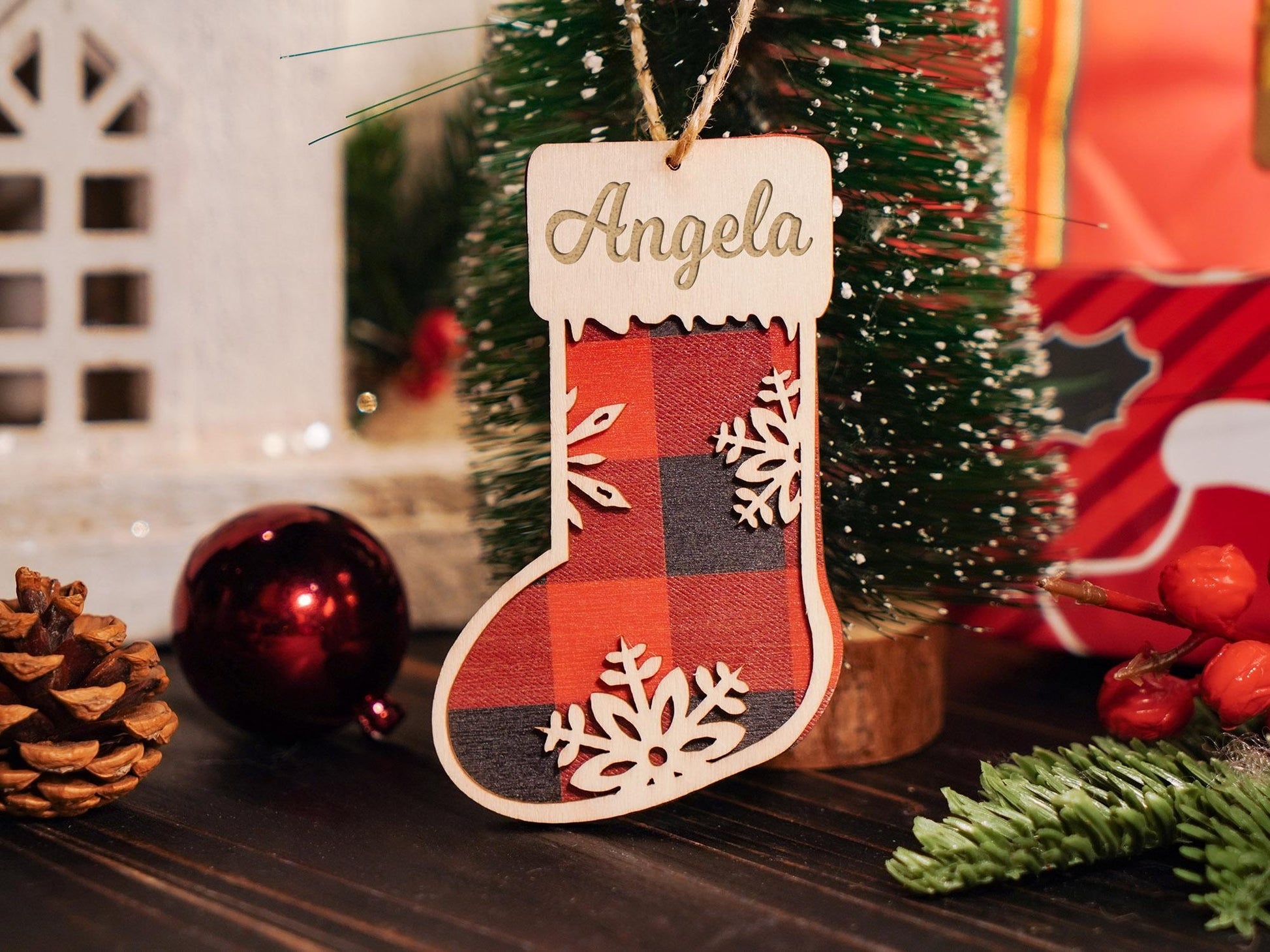 Personalized Family Christmas Tree Ornament, Family Name Ornament, Custom Wooden Family Christmas Ornament, Christmas Decor, Holiday Ornament