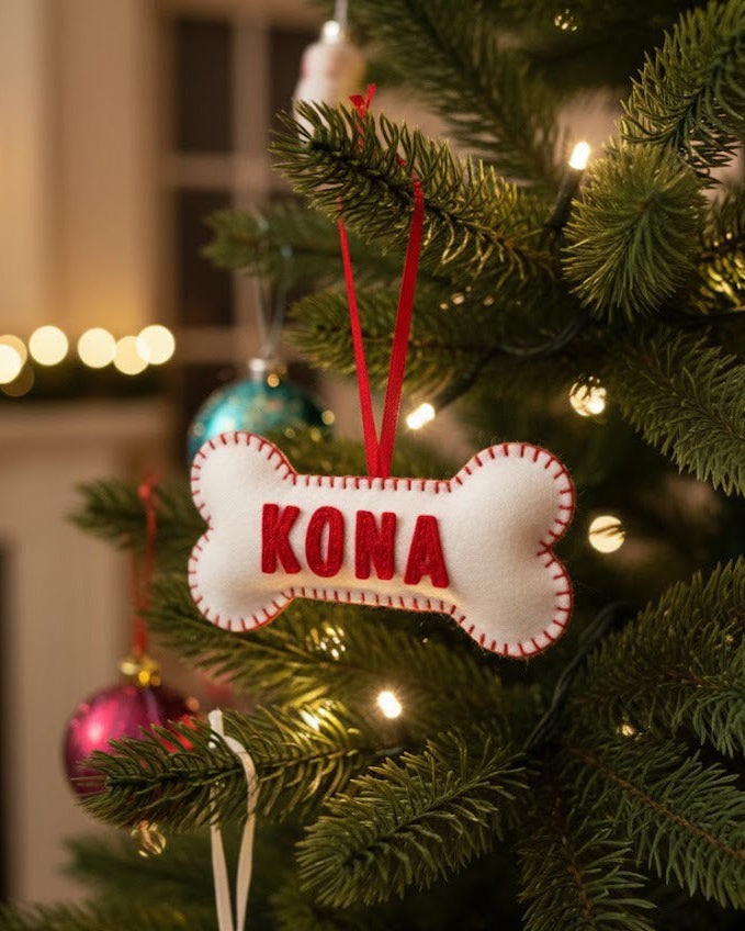 Personalized Bone Ornament, Pet Cutsom Ornament, Custom Name Keepsake, Handmade Ornament, Animal Keepsake Gift