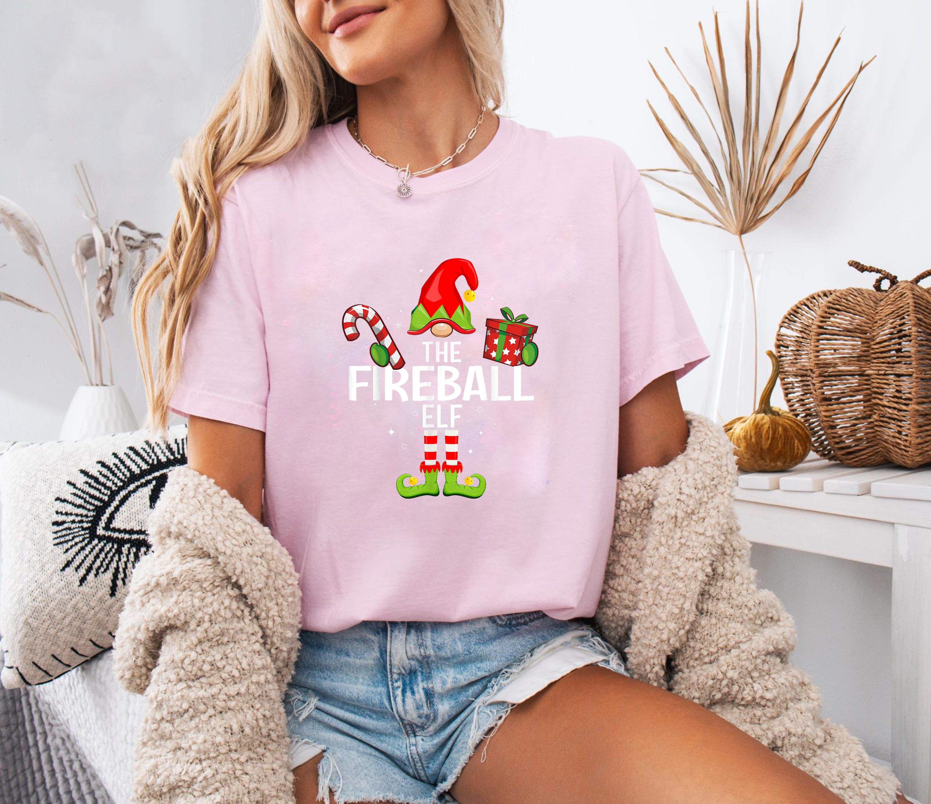 The Fireball Elf Shirt, Funny Christmas Tee, Holiday Party Top, Santa Helper Costume, Festive Drinking Shirt, Matching Elf Outfit