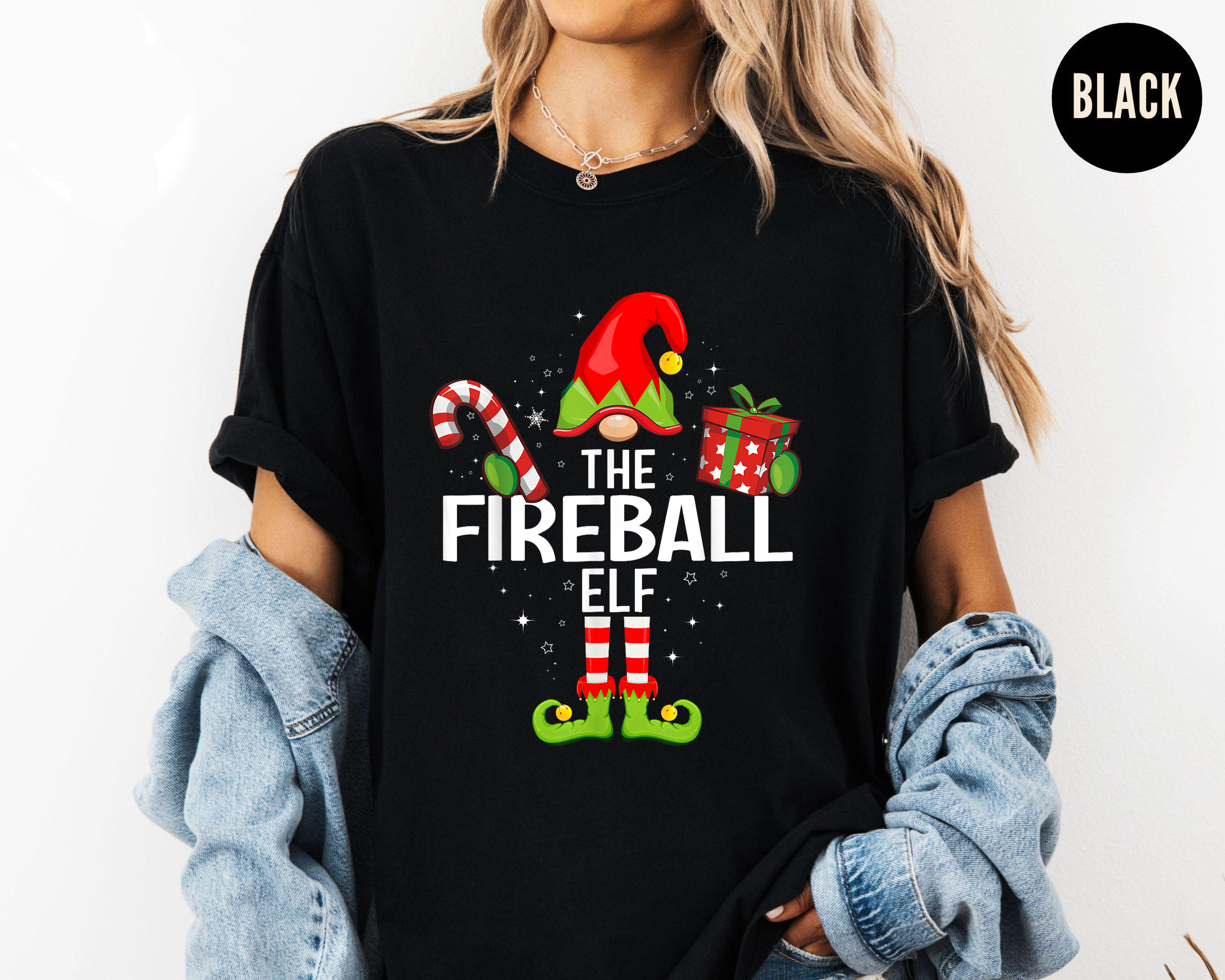 The Fireball Elf Shirt, Funny Christmas Tee, Holiday Party Top, Santa Helper Costume, Festive Drinking Shirt, Matching Elf Outfit