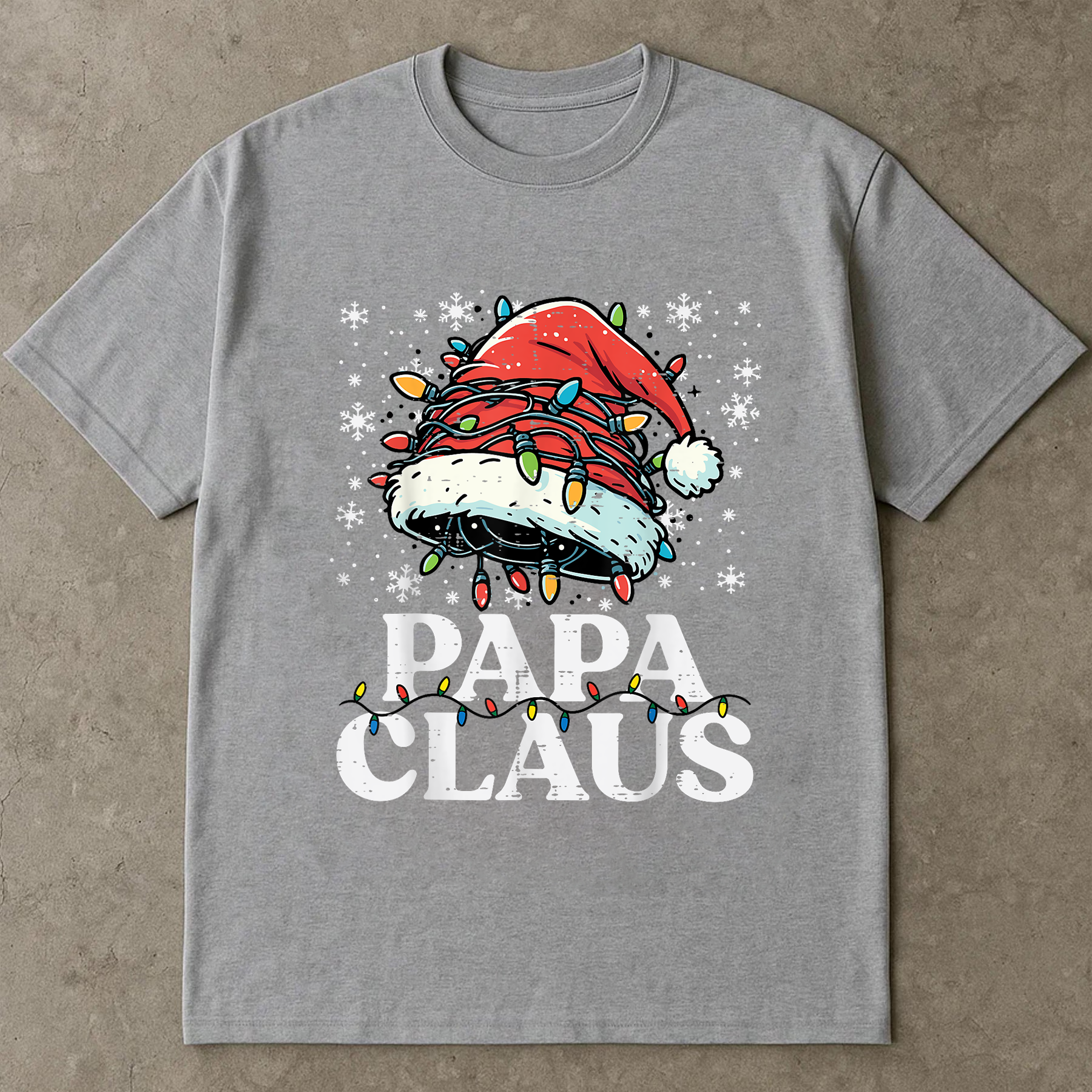 Papa Claus Christmas Shirt, Funny Santa Hat Tee, Festive Holiday Lights Top, Dad Christmas Outfit, Matching Family Xmas Gift Tee