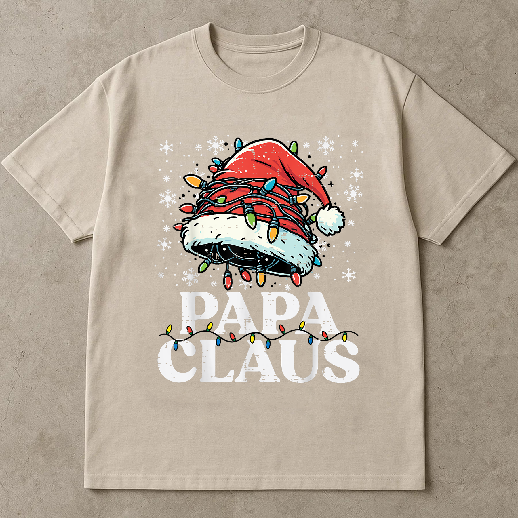 Papa Claus Christmas Shirt, Funny Santa Hat Tee, Festive Holiday Lights Top, Dad Christmas Outfit, Matching Family Xmas Gift Tee