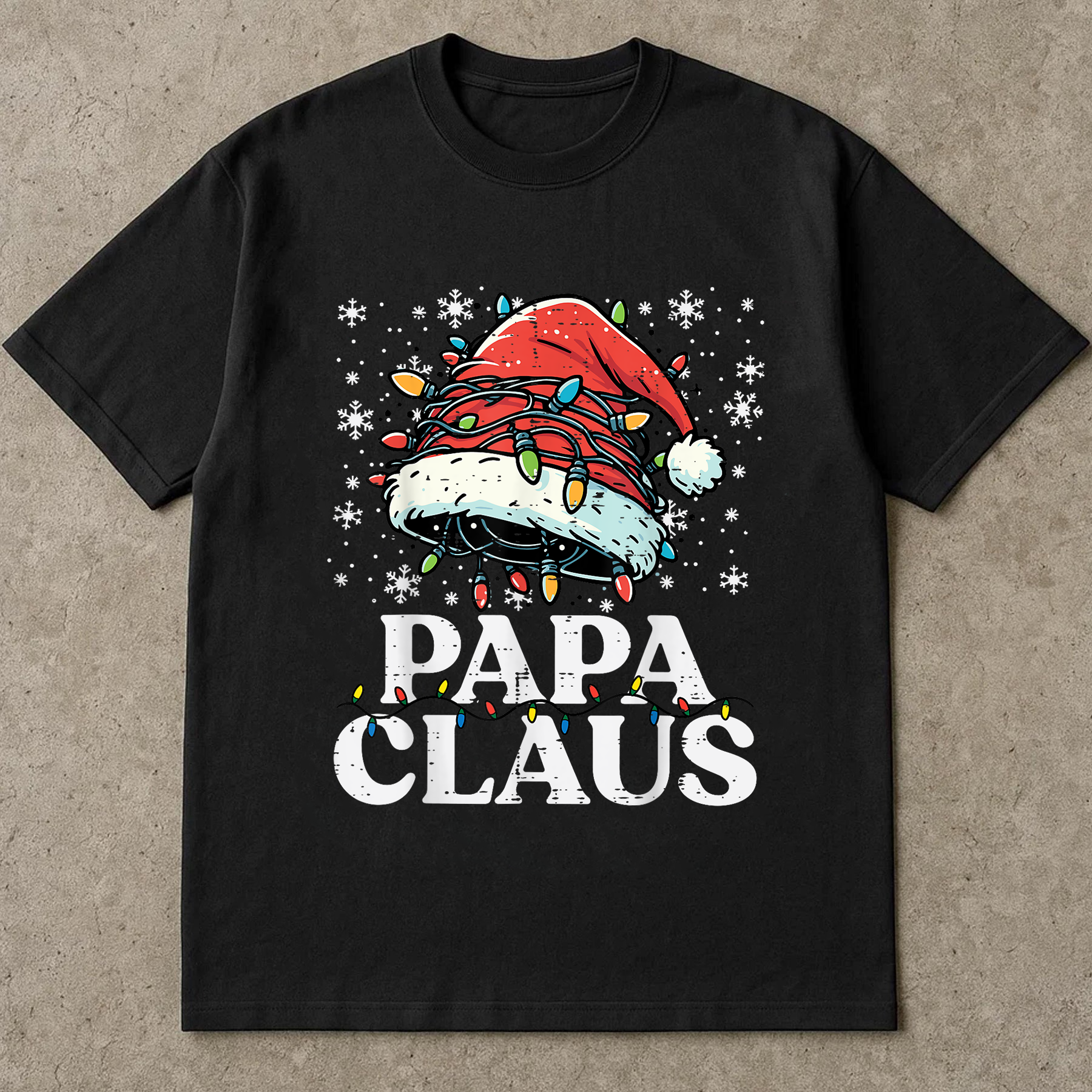 Papa Claus Christmas Shirt, Funny Santa Hat Tee, Festive Holiday Lights Top, Dad Christmas Outfit, Matching Family Xmas Gift Tee