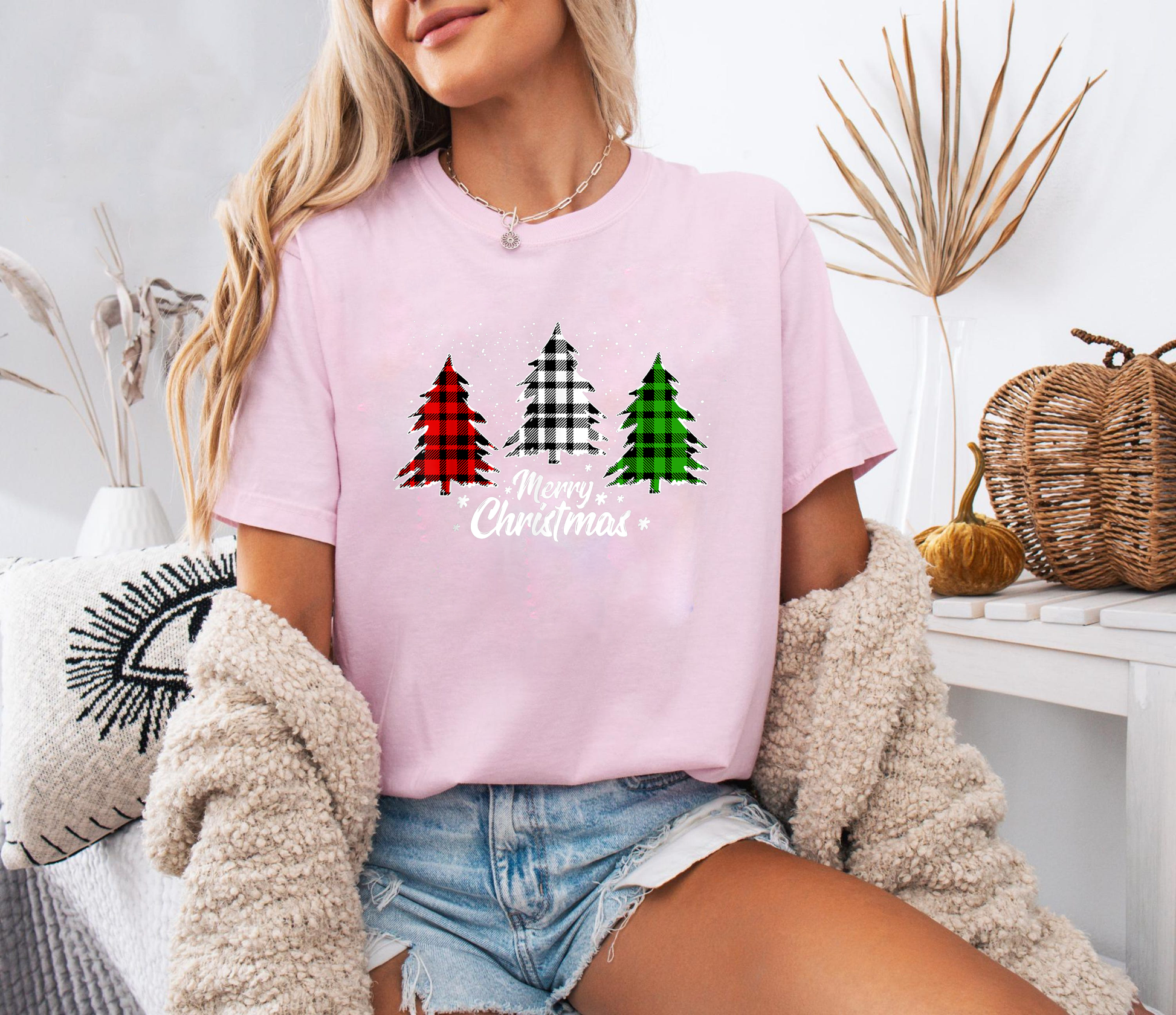 Buffalo Plaid Christmas Tree Shirt, Red Black Green Tree Tee, Merry Christmas Top, Cozy Holiday Outfit, Winter Festive Family Gift