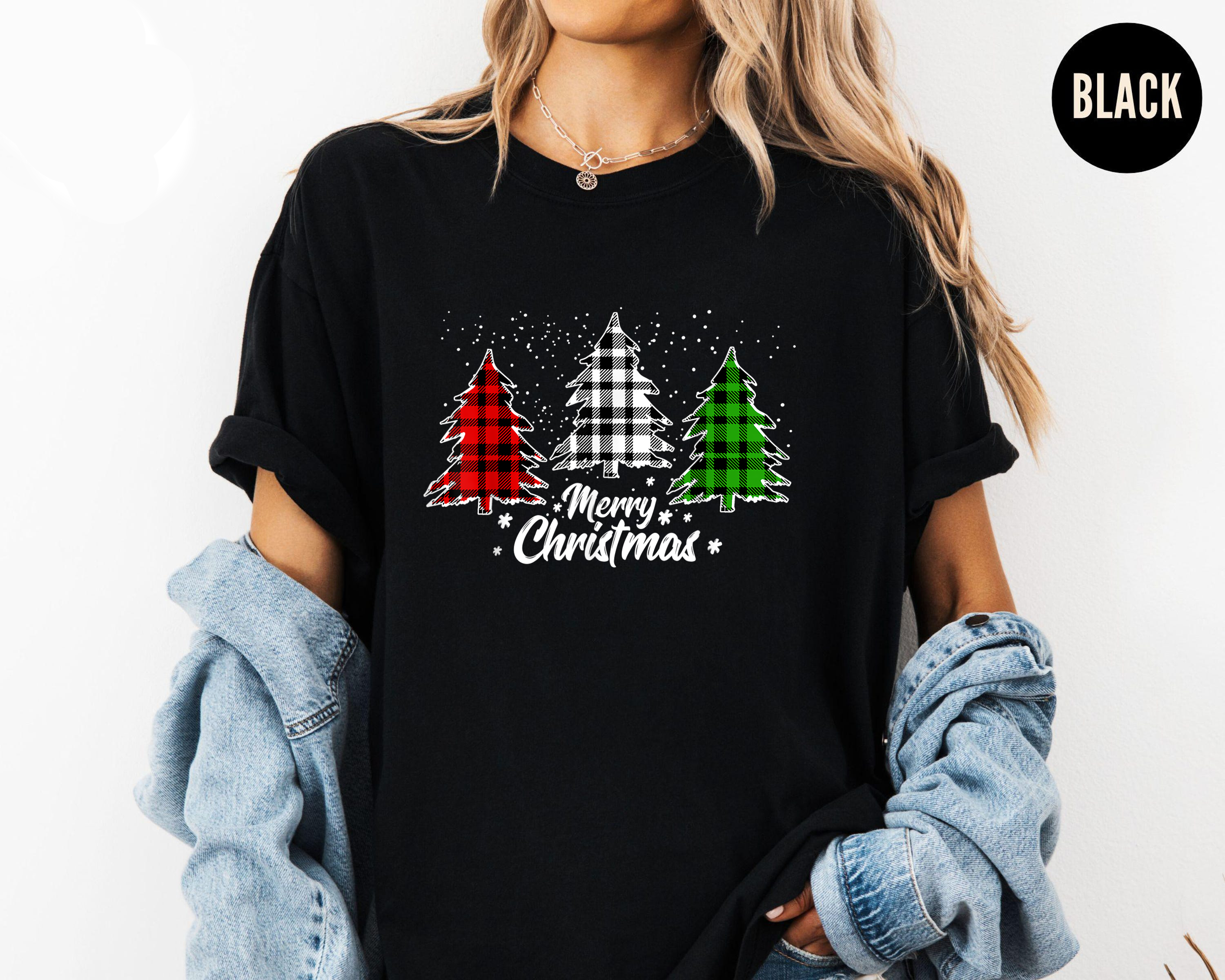 Buffalo Plaid Christmas Tree Shirt, Red Black Green Tree Tee, Merry Christmas Top, Cozy Holiday Outfit, Winter Festive Family Gift