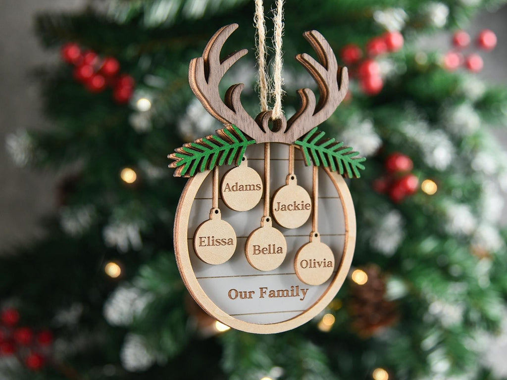 2025 Family Christmas Tree Ornament, Custom Wooden Family Christmas Ornament, Engraved Ornament, Christmas Gift, Personalized Holiday Ornament