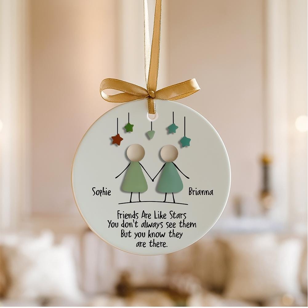 The Bitches Times Funny Ornament 2025, Custom Bestie Christmas Gift, Friendship Keepsake for Friends, Sea Glass Ceramic Ornament