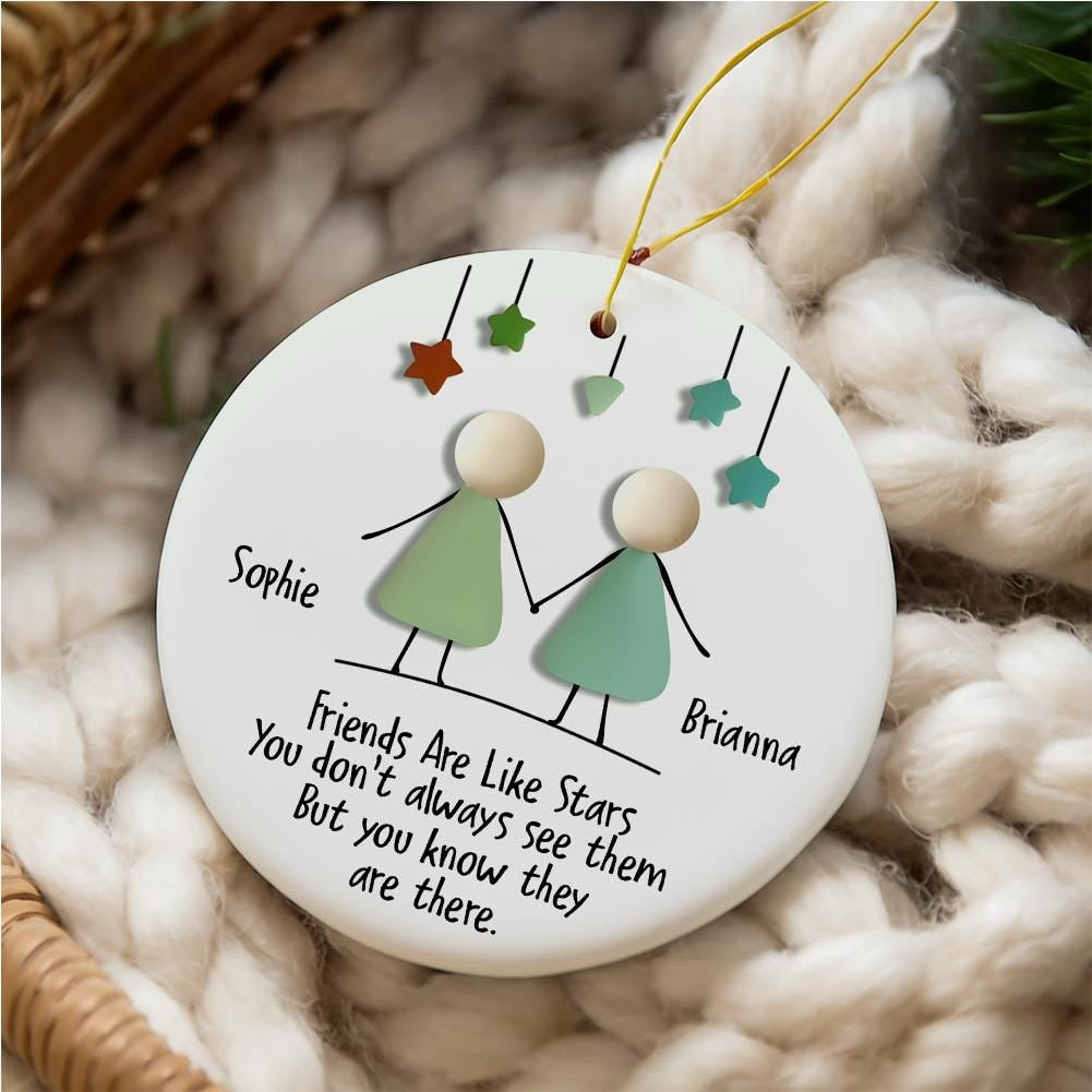 The Bitches Times Funny Ornament 2025, Custom Bestie Christmas Gift, Friendship Keepsake for Friends, Sea Glass Ceramic Ornament