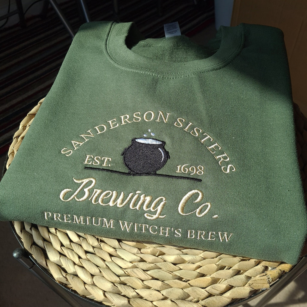 Embroidered Halloween Sweatshirt, Sanderson Sisters Sweatshirt, Halloween Brewing Co Jumper, Vintage Halloween Embroidered Crewneck, Halloween Gifts EBAC41