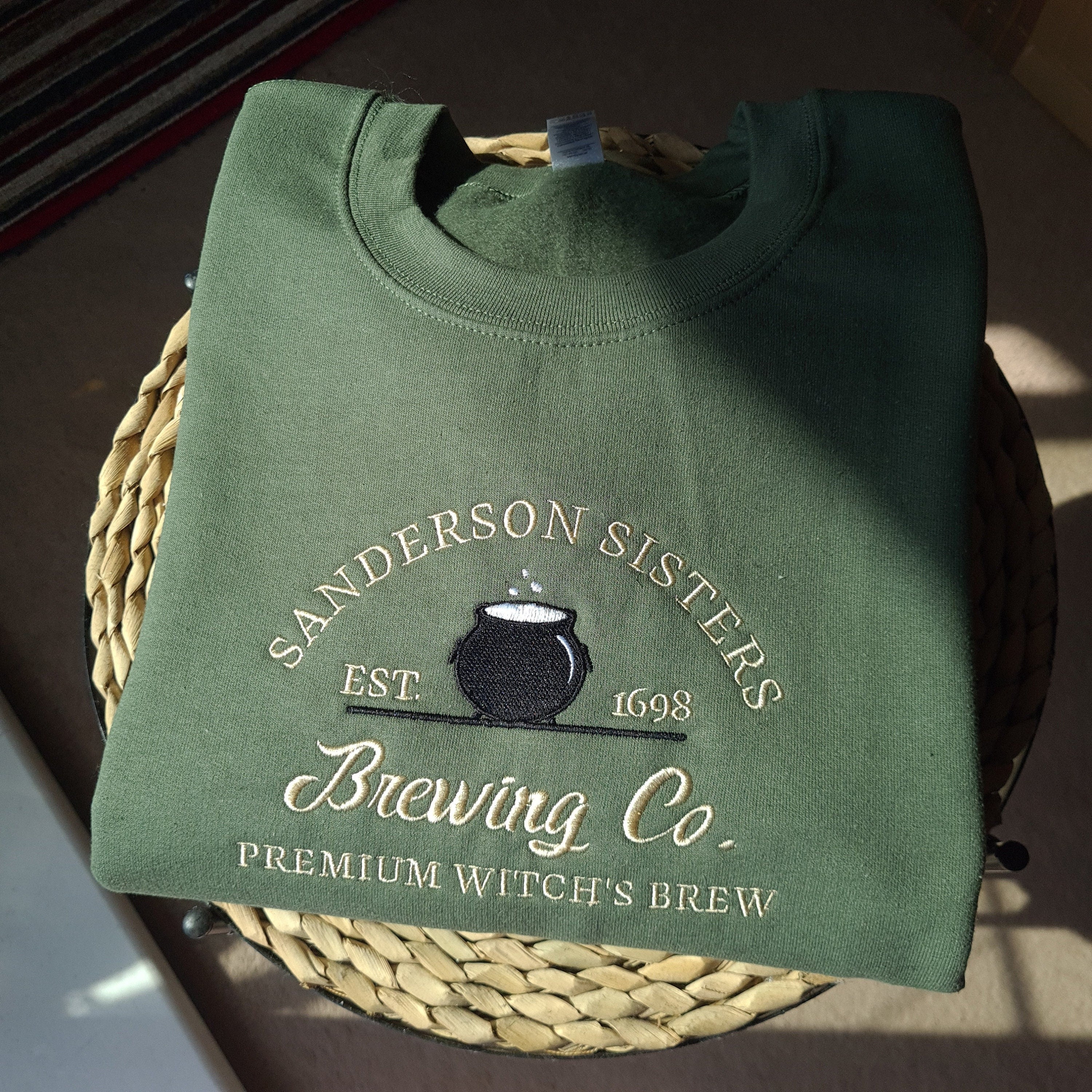 Embroidered Halloween Sweatshirt, Sanderson Sisters Sweatshirt, Halloween Brewing Co Jumper, Vintage Halloween Embroidered Crewneck, Halloween Gifts EBAC41